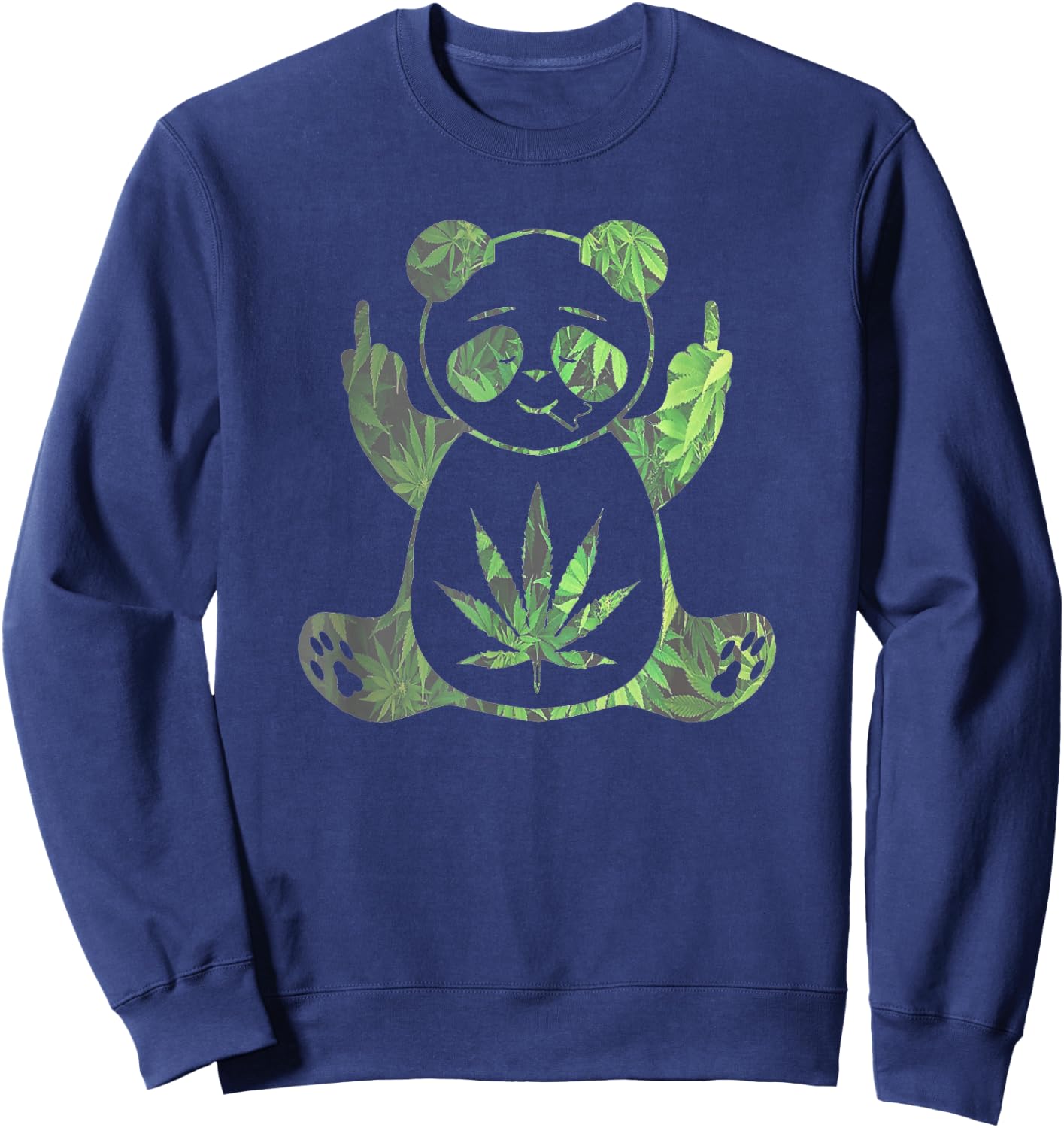 Stoned Panda Bear Baked Zoo Animals High AF Pot Leaf Sweatshirt - Sweatshirt | Navy