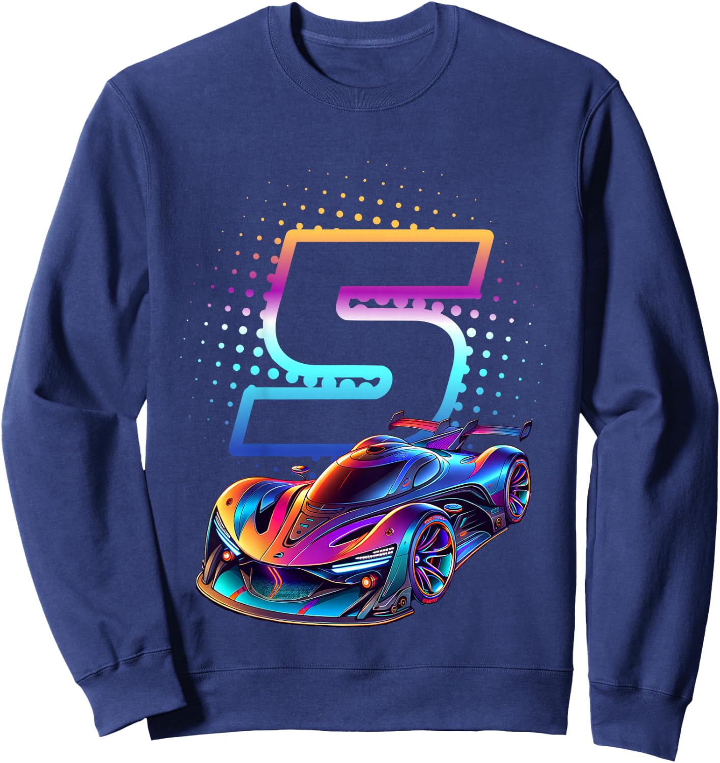 5 Year Old Race Car 5th Birthday Futuristic Racing Racecar Sweatshirt - Sweatshirt | Navy