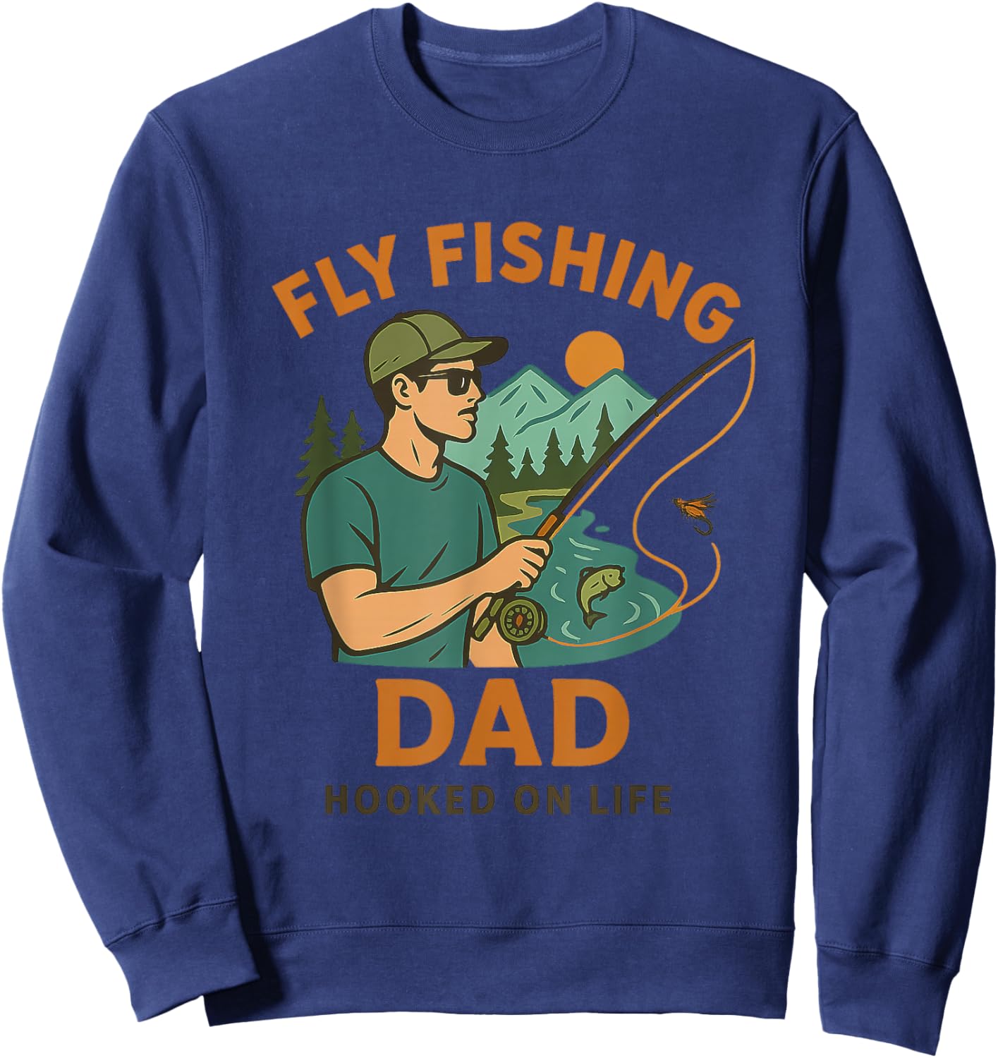 Fly Fishing Dad Gift Outdoor Fisherman Father's Day Sweatshirt - Sweatshirt | Navy
