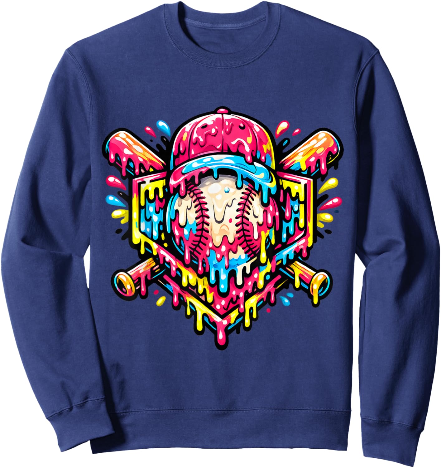 Baseball Drip Ice Cream Sport Sweatshirt - Sweatshirt | Navy