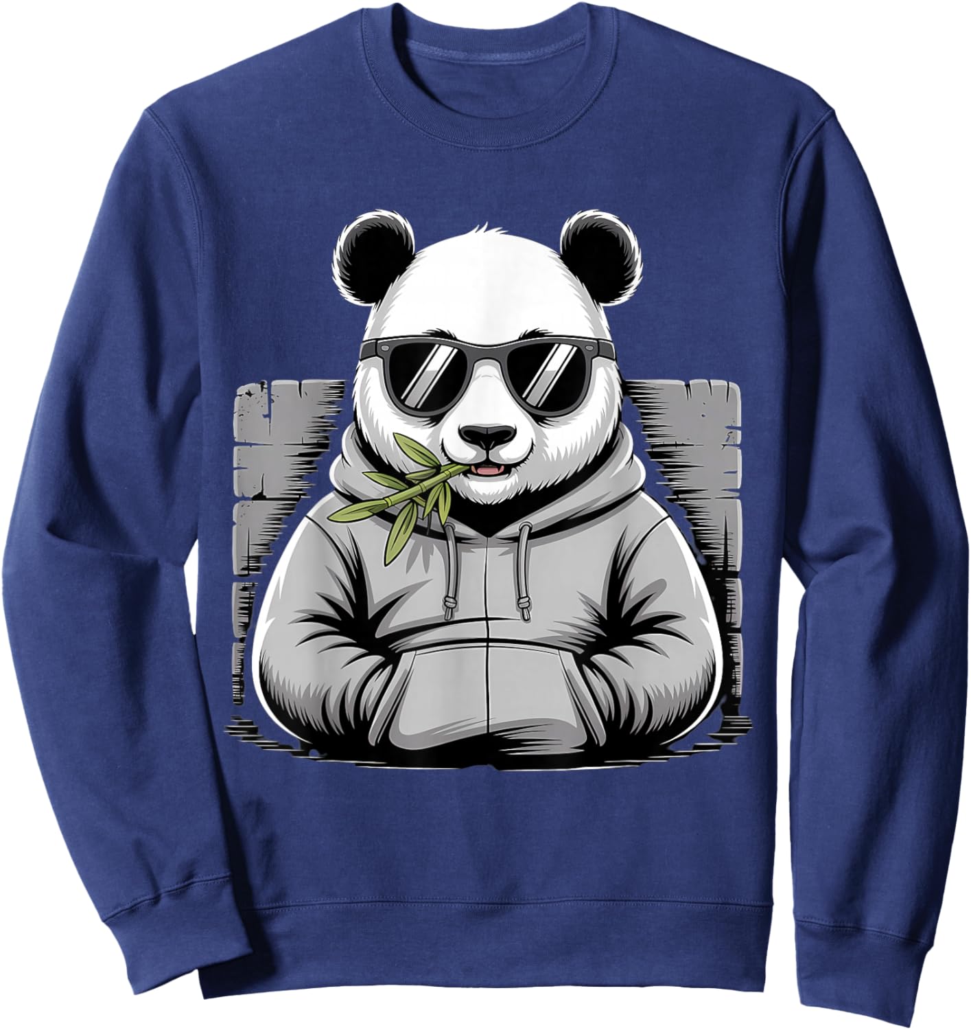 Panda with Sunglasses Graphic Motif Animal Funny Panda Bear Sweatshirt - Sweatshirt | Navy