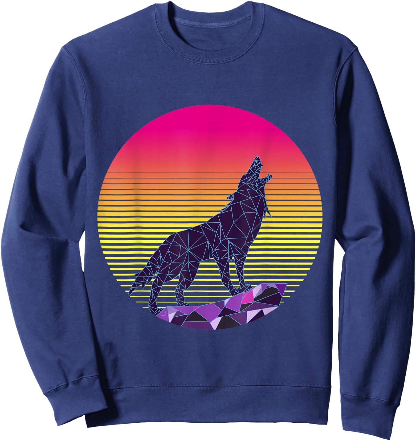 Wolf Shirt, 80s , Retro Vintage Shirt Sweatshirt - Sweatshirt | Navy