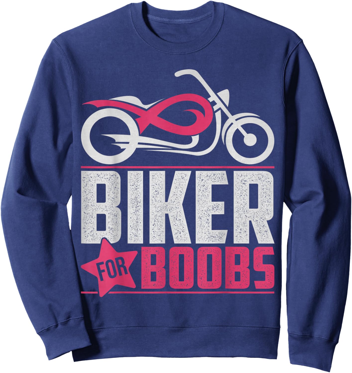 Biker For Boobs Against Breast Cancer Motorcycle Sweatshirt - Sweatshirt | Navy