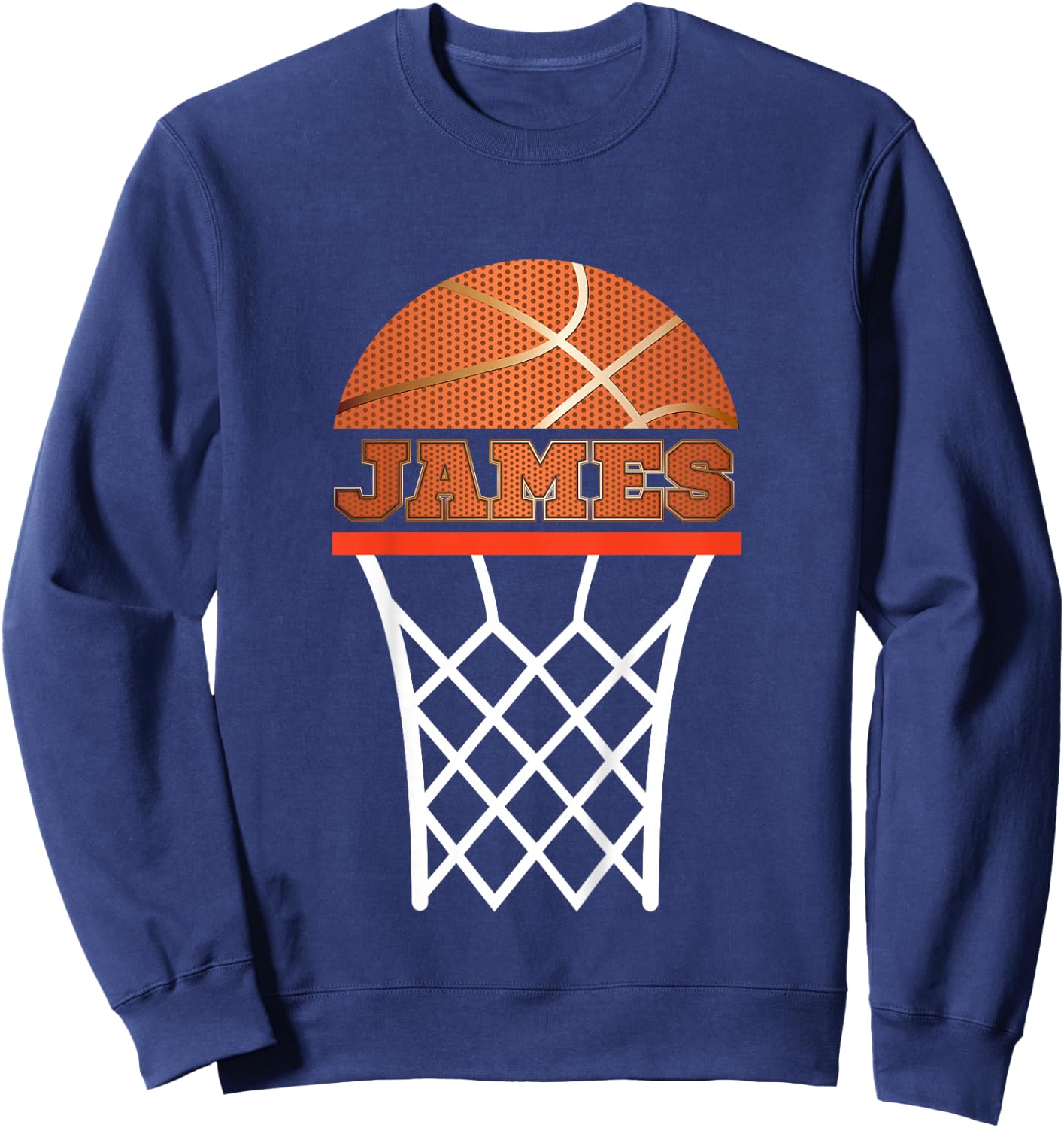 Basketball Apparels Custom Name James, Youth T Shirt Gift Sweatshirt - Sweatshirt | Navy