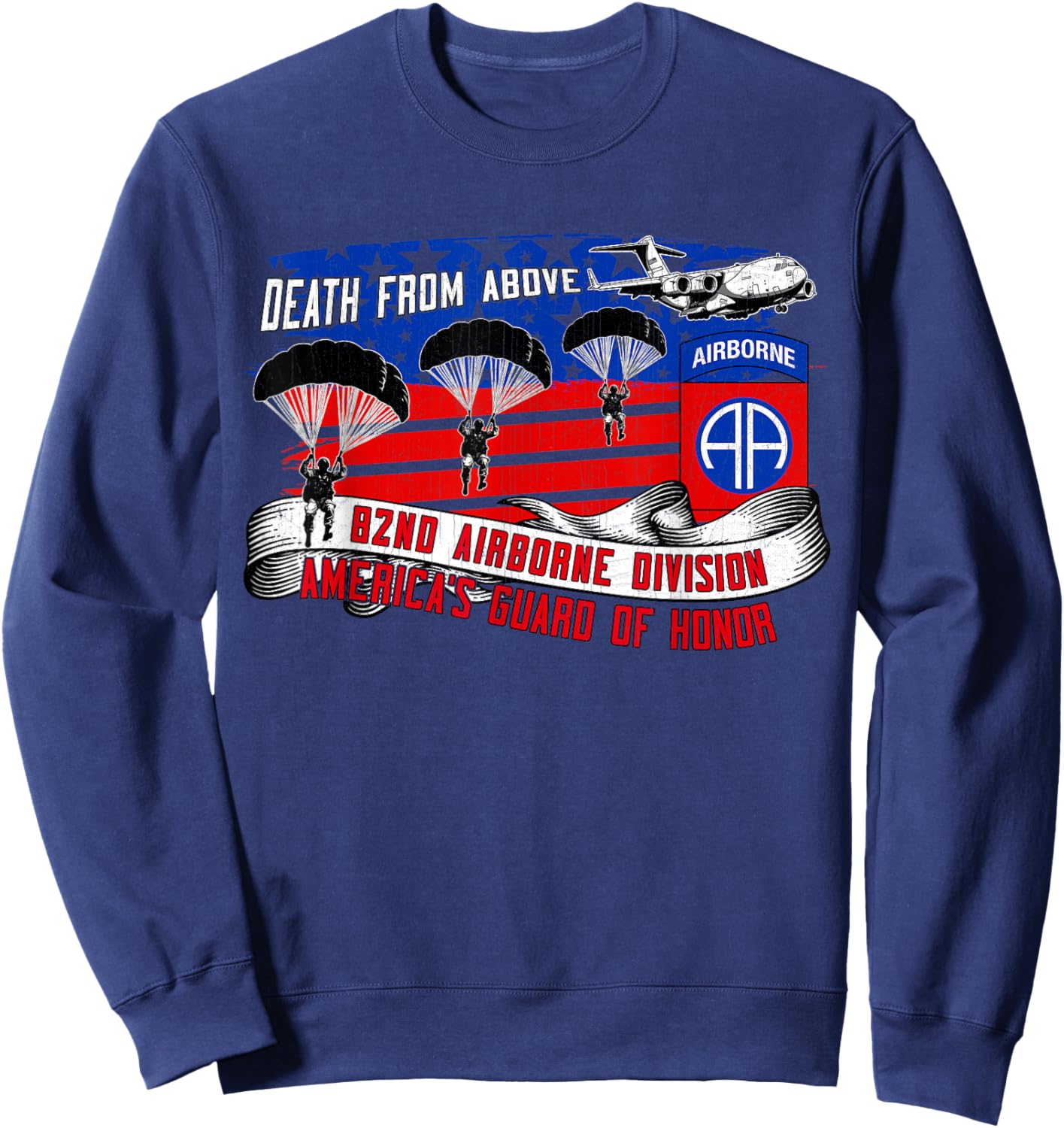 82nd Airborne Division Paratrooper Veteran Fort Bragg Gifts Sweatshirt - Sweatshirt | Navy