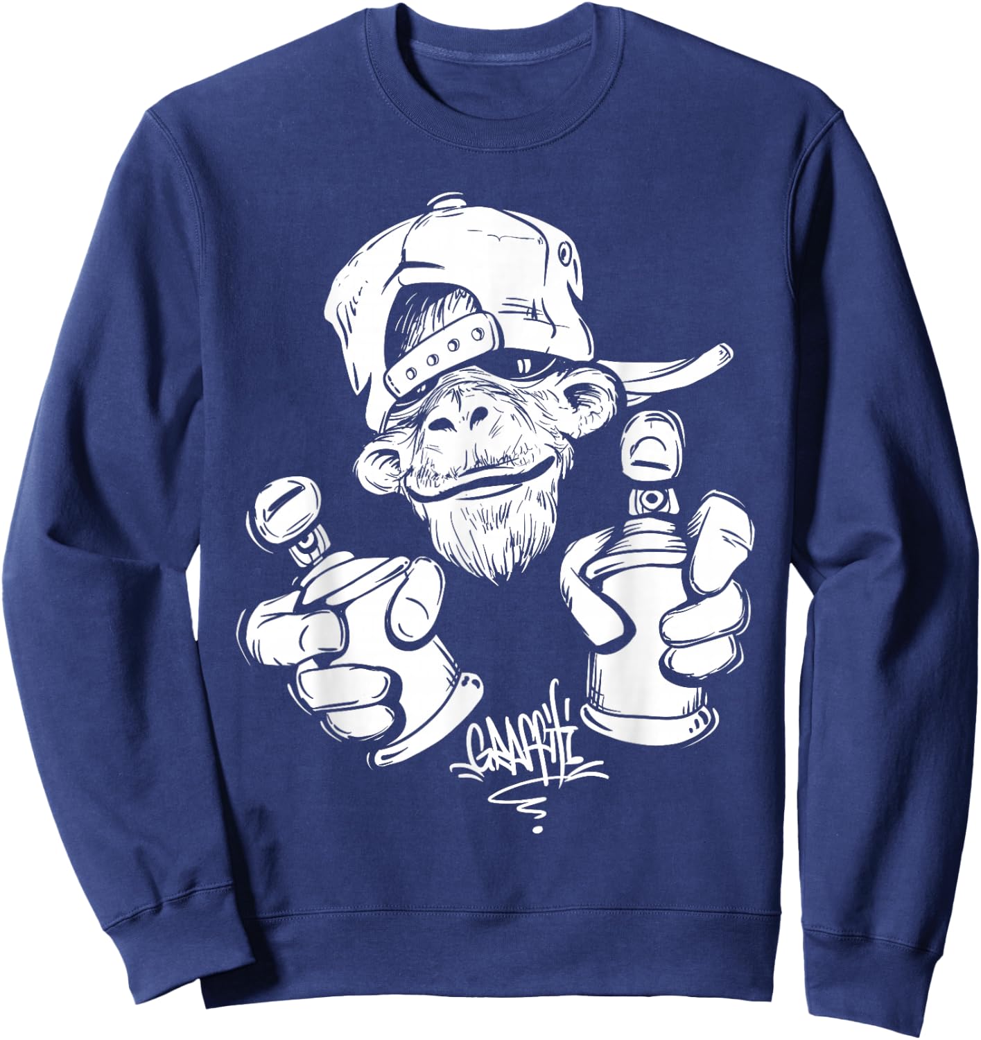 Monkey Graffiti Hip Hop Rap Music Ape Graphic Apparel Gift Sweatshirt - Sweatshirt | Navy