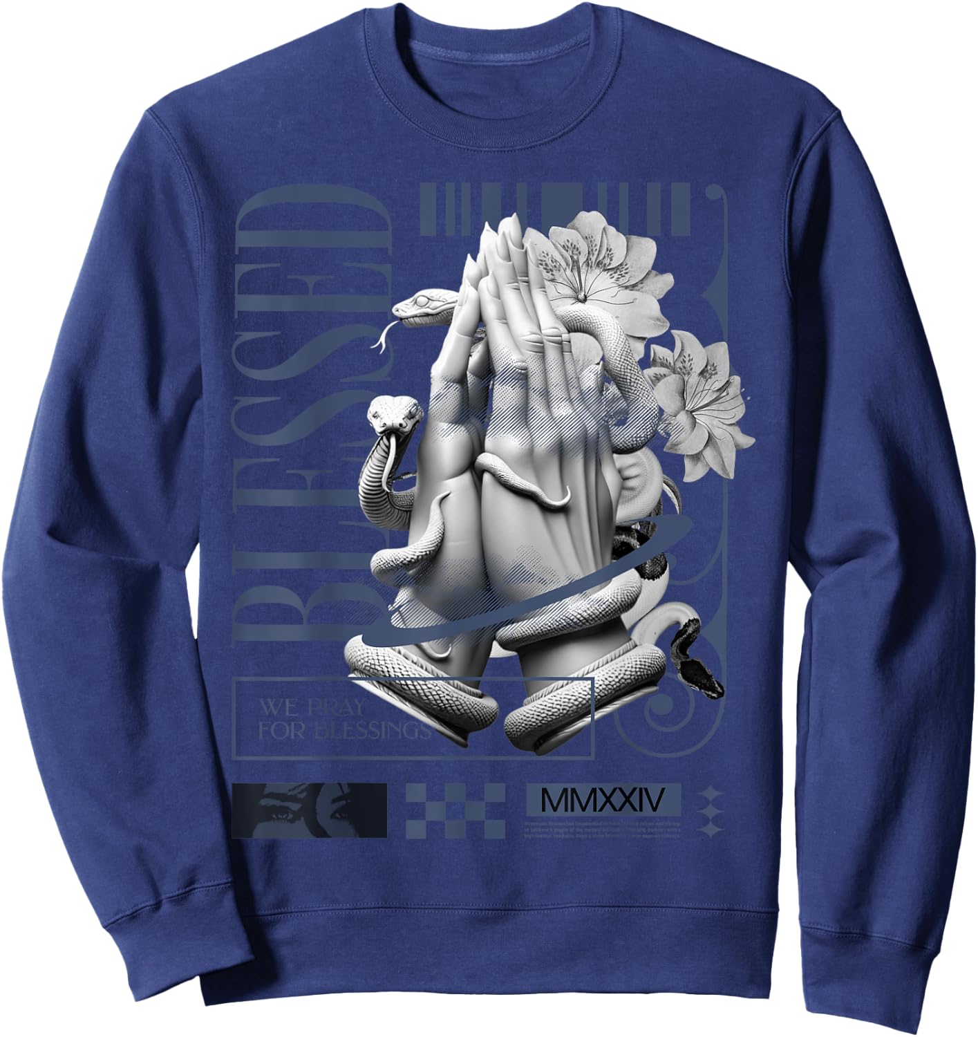 Blessed Hand Low Diffused Blue 11s Matching Men Women Sweatshirt - Sweatshirt | Navy
