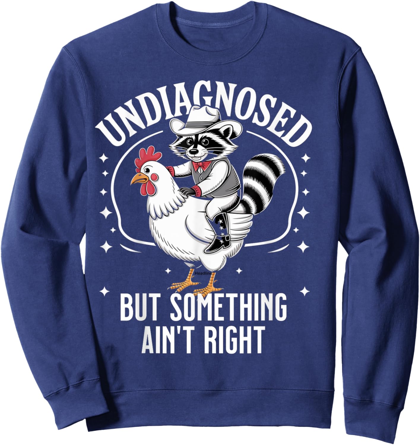 Undiagnosed But Something Ain't Right Funny Raccoon Chicken Sweatshirt - Sweatshirt | Navy