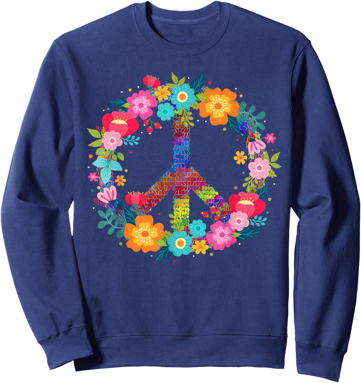Peace Love Hippie Design - 60s 70s Retro Sweatshirt - Sweatshirt | Navy