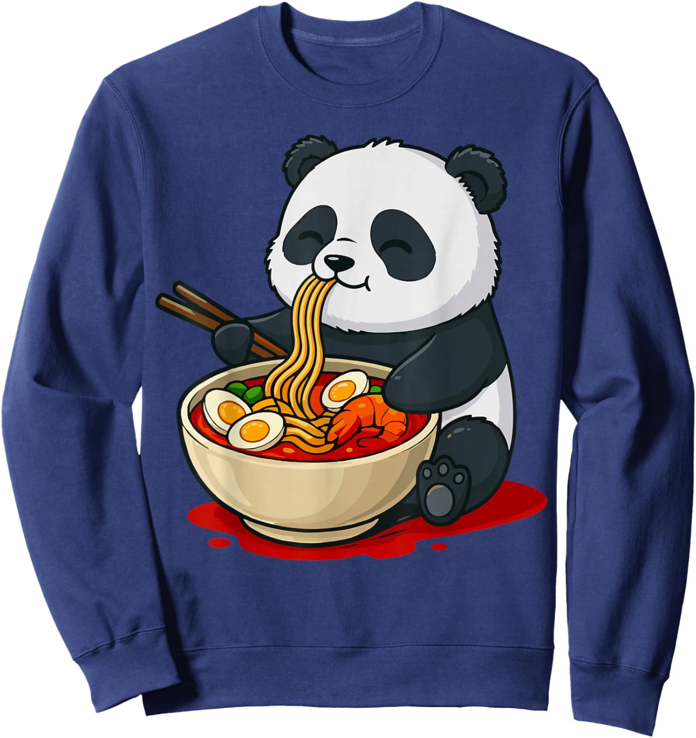 Panda Eating Ramen Noodles Sweatshirt - Sweatshirt | Navy