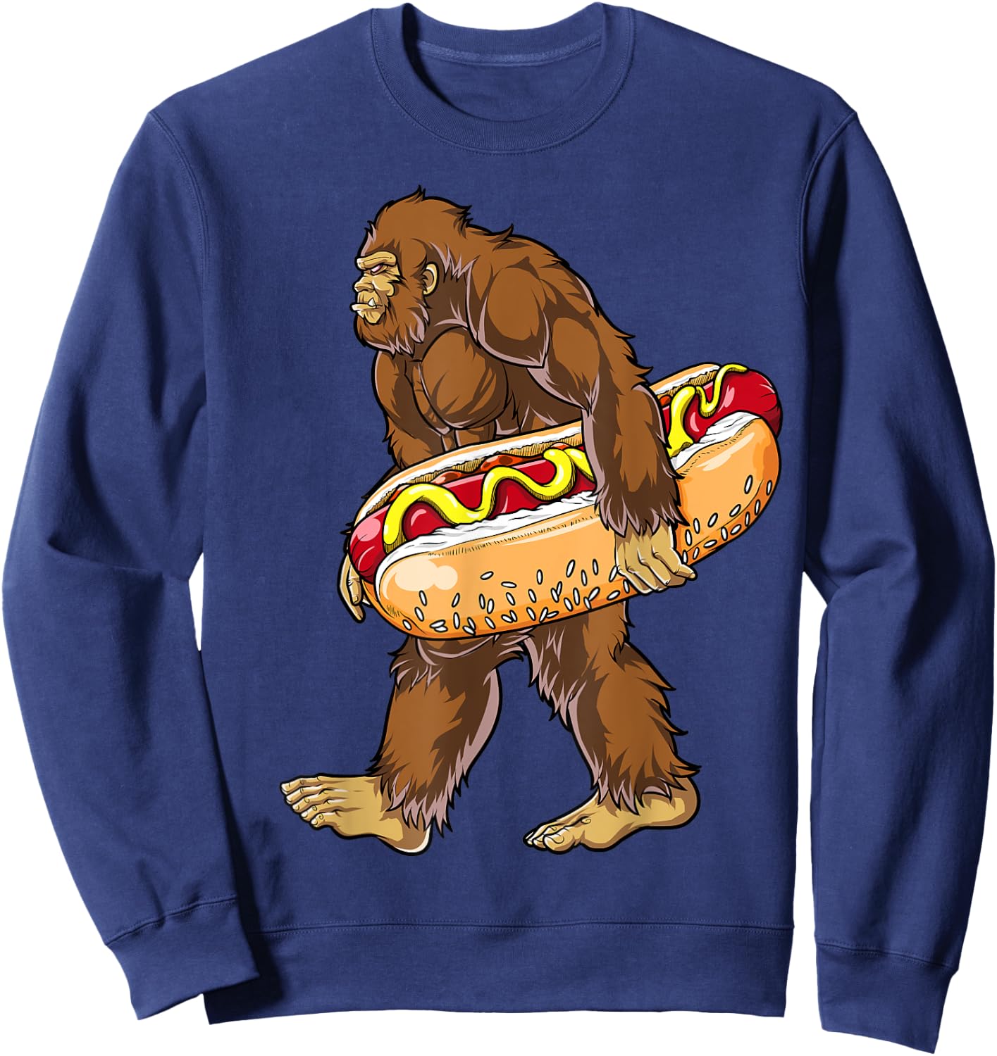 Bigfoot Hotdog Sasquatch Boys Girls Men Women Food Lovers Sweatshirt - Sweatshirt | Navy