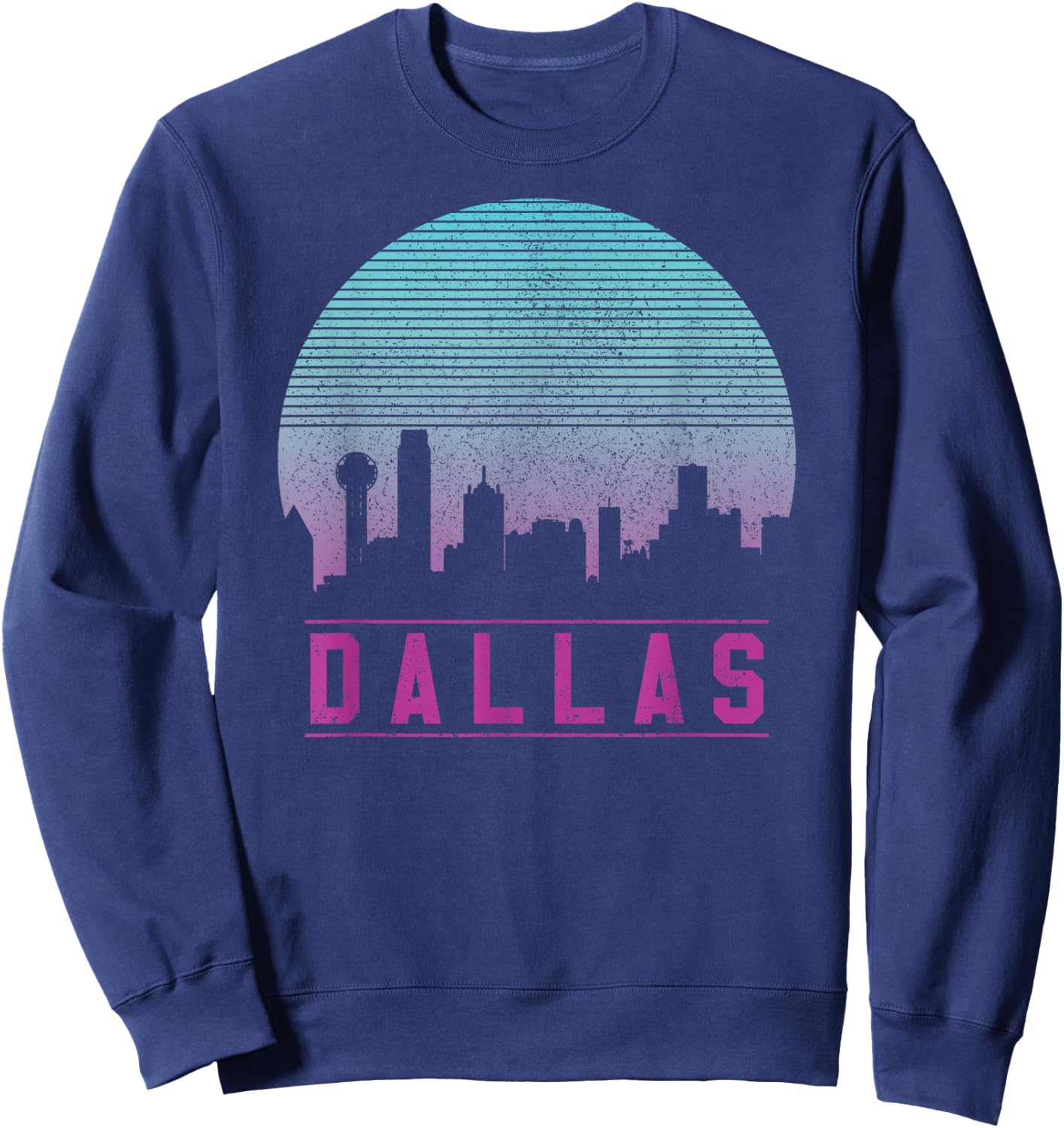 Dallas Skyline - Vintage Retro Texas Shirt Gift Sweatshirt - Sweatshirt | Navy