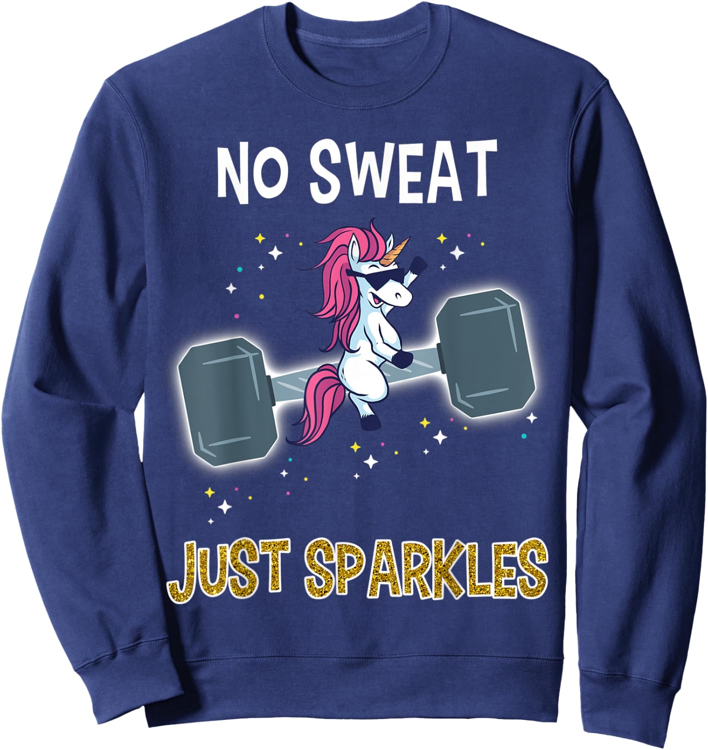 Unicorn Dumbbell Shirt Funny Unicorn Workout Gift Sweatshirt - Sweatshirt | Navy