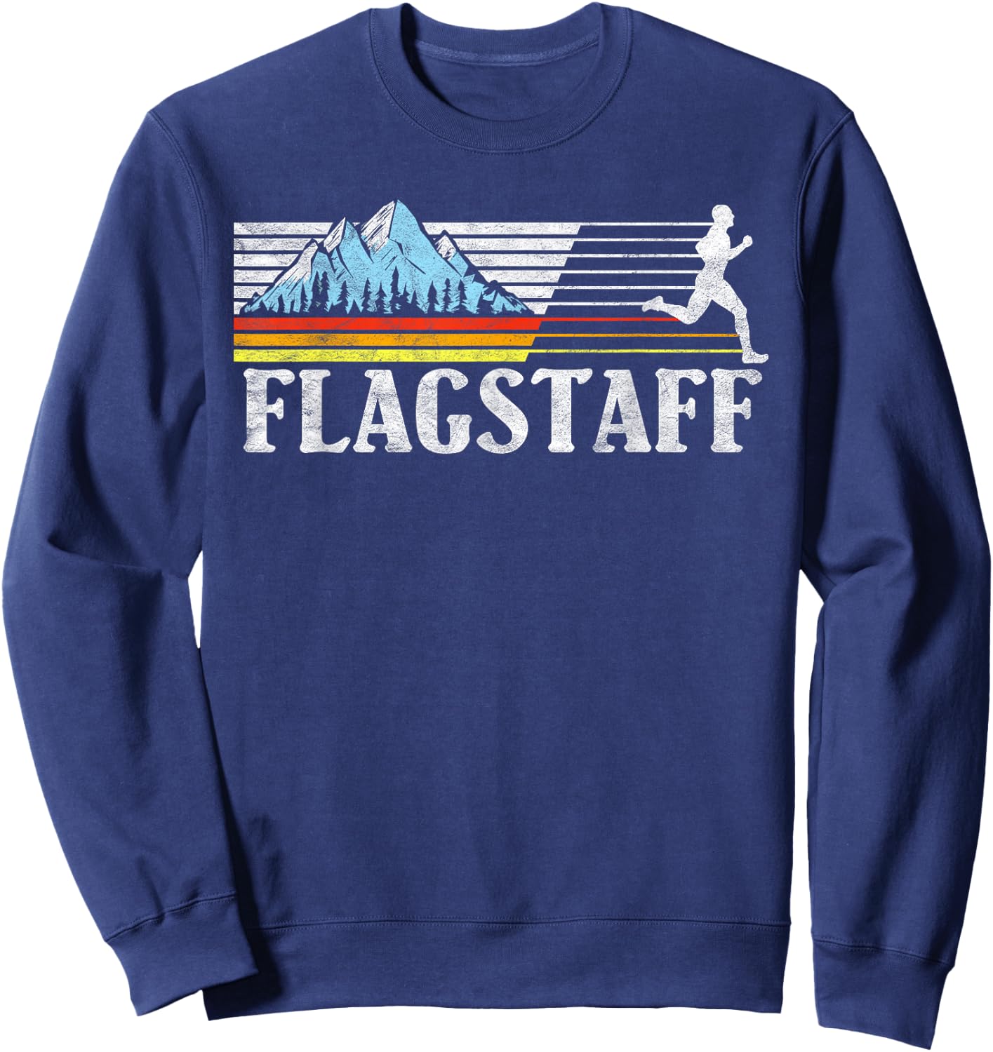 Flagstaff Trail Running Retro Mountains 80s Graphic Sweatshirt - Sweatshirt | Navy