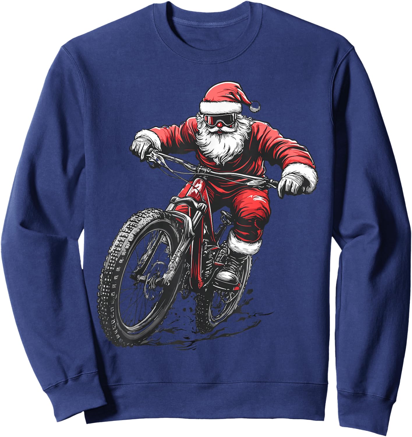 Santa BMX Lover Biker Bicycle Racing Cyclist Christmas Xmas Sweatshirt - Sweatshirt | Navy