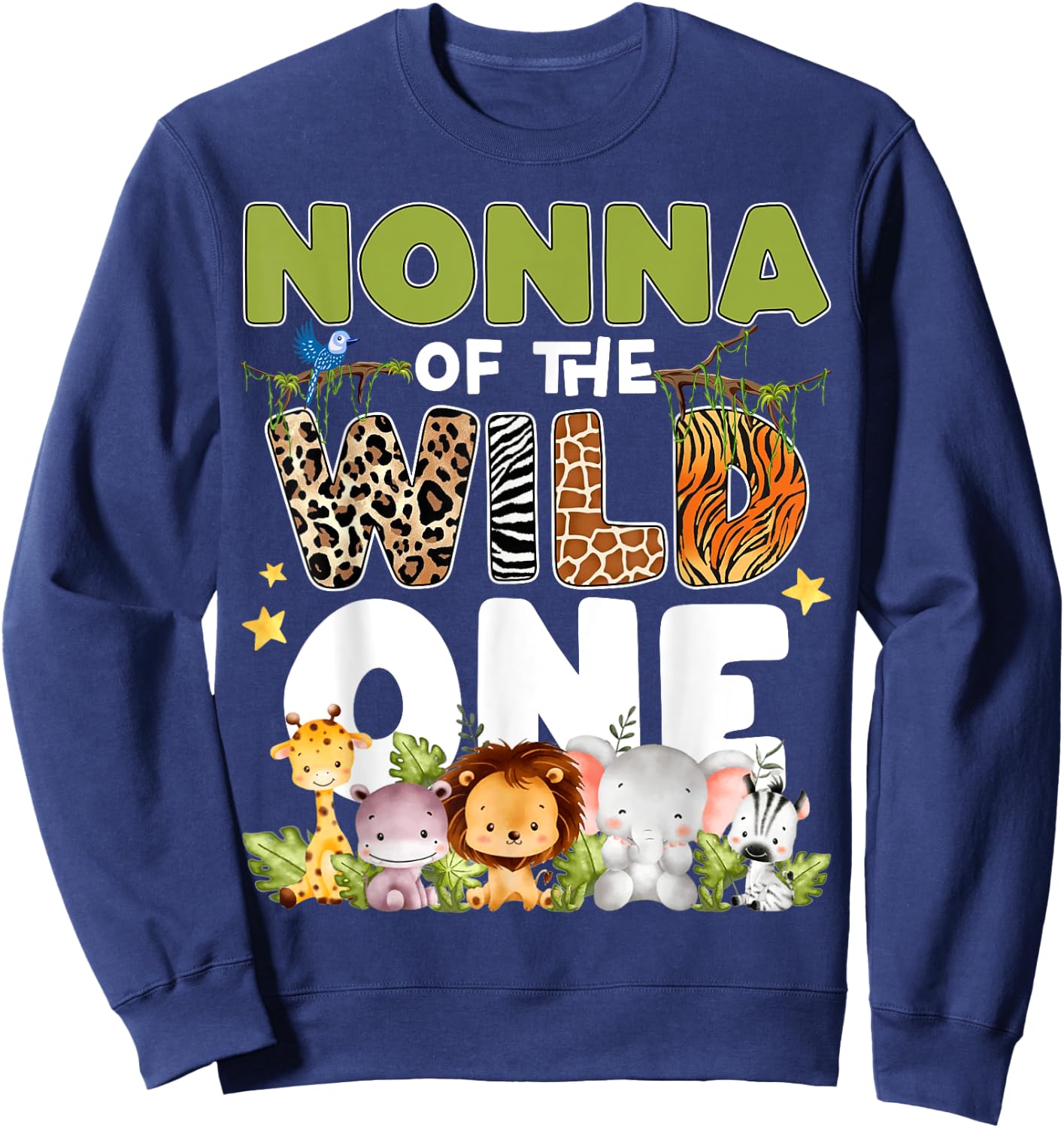 Nonna Of The Wild One 1st Birthday Safari Family Matching Sweatshirt - Sweatshirt | Navy