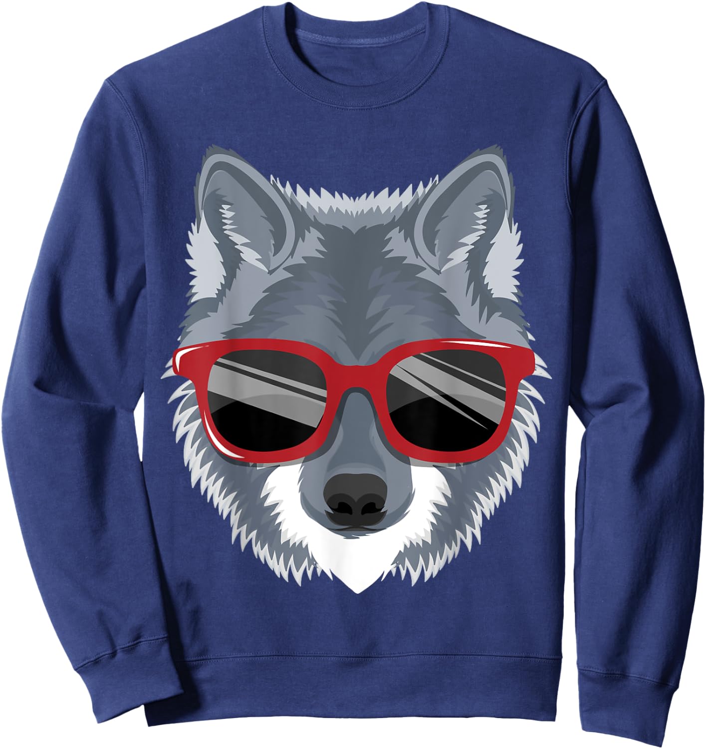 Wolf Shirt, 80s , Retro Vintage Shirt, Sunglasses Sweatshirt - Sweatshirt | Navy