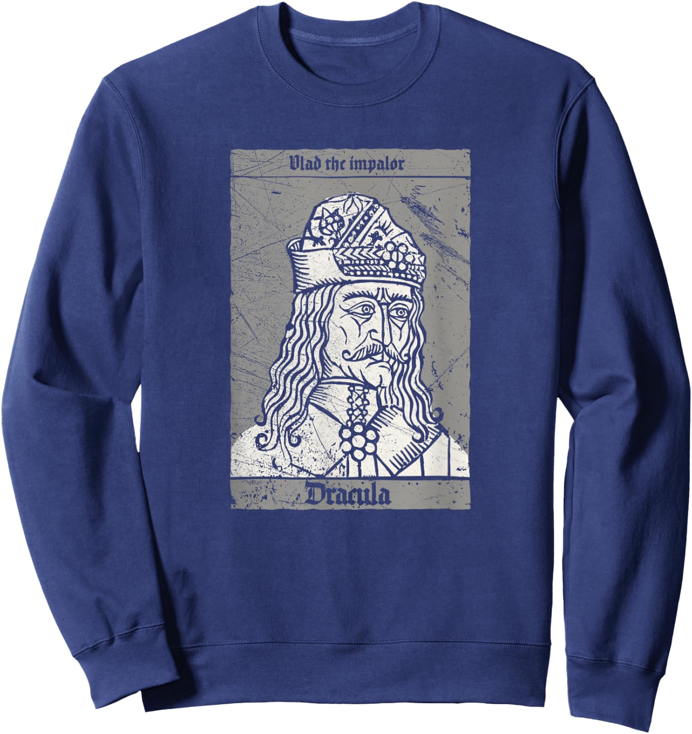 Occult Dracula - Vlad The Impaler Horror Vampire Sweatshirt - Sweatshirt | Navy