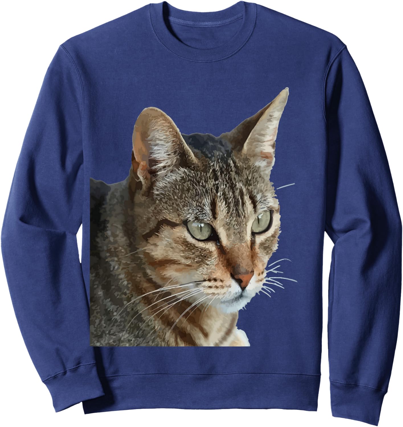 Stunning Tabby Cat Close Up Portrait Vector Sweatshirt - Sweatshirt | Navy