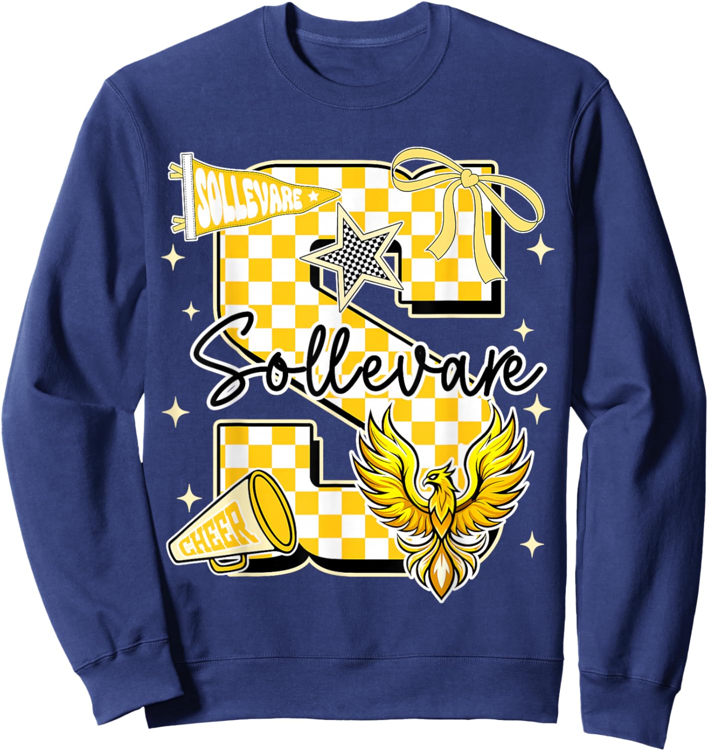 I Love Sollevare First Name Personalized Varsity Sweatshirt - Sweatshirt | Navy