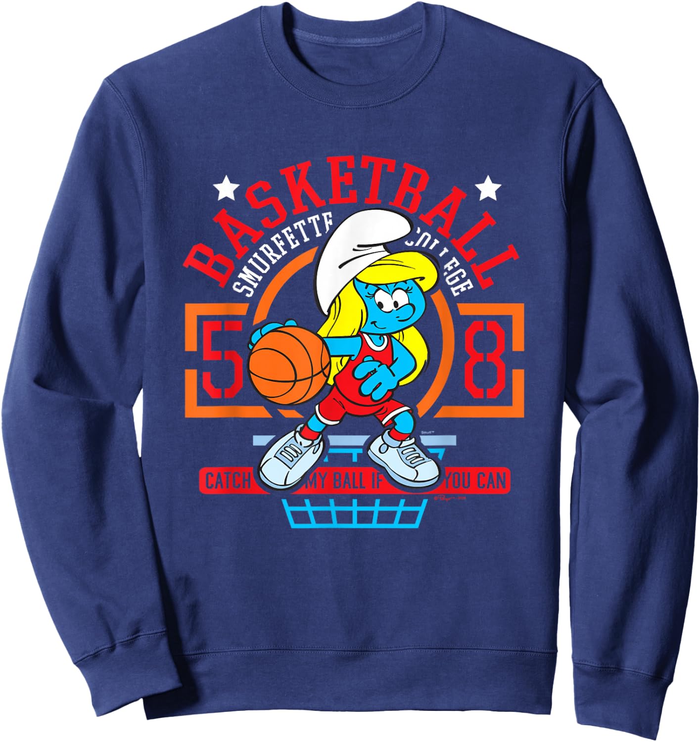 The Smurfs Basketball Smurfette College Logo Sweatshirt - Sweatshirt | Navy