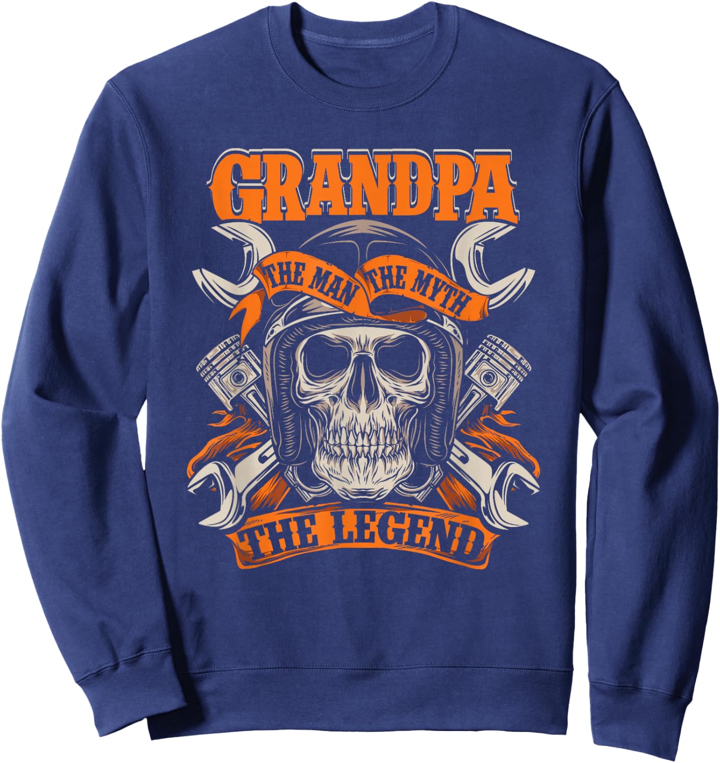 Biker Grandpa The Man The Myth The Legend Motorcycle Sweatshirt - Sweatshirt | Navy