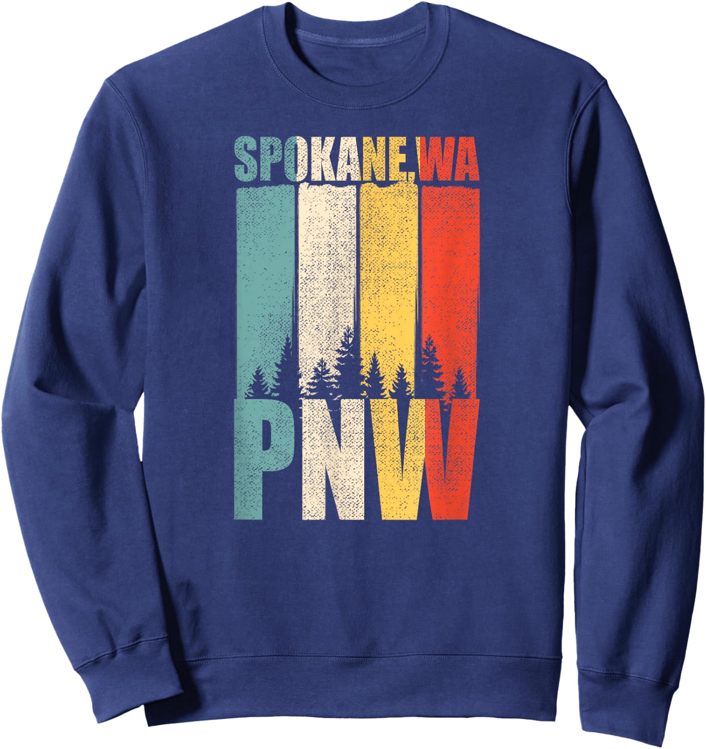 Distressed Retro Spokane WA Pacific Northwest Shirt PNW Sweatshirt - Sweatshirt | Navy