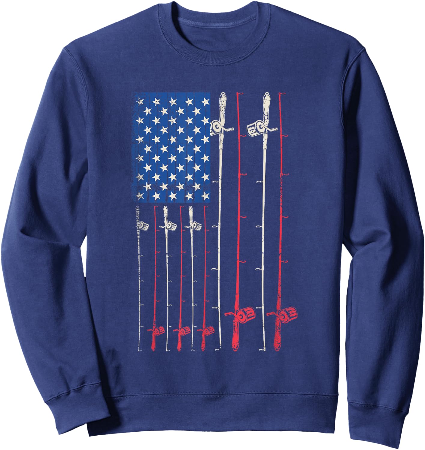 American Flag Fishing Rod Sweatshirt - Sweatshirt | Navy