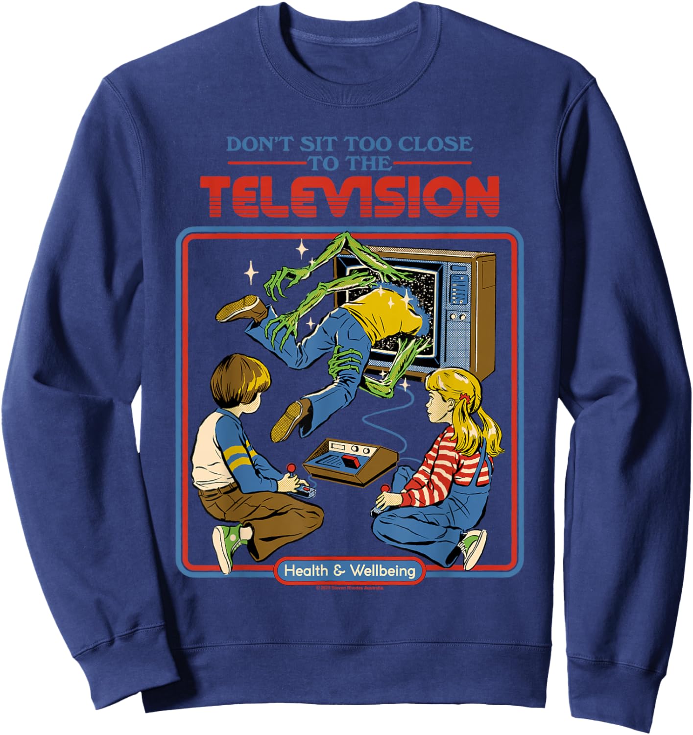 Don't Sit Too Close Monsters Retro Vintage Funny Adult Humor Sweatshirt - Sweatshirt | Navy