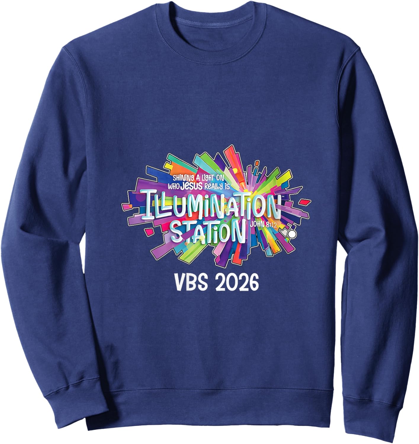 Women's Illumination Station VBS 2026 Bible Jesus Christian Lights V-Neck Sweatshirt - Sweatshirt | Navy