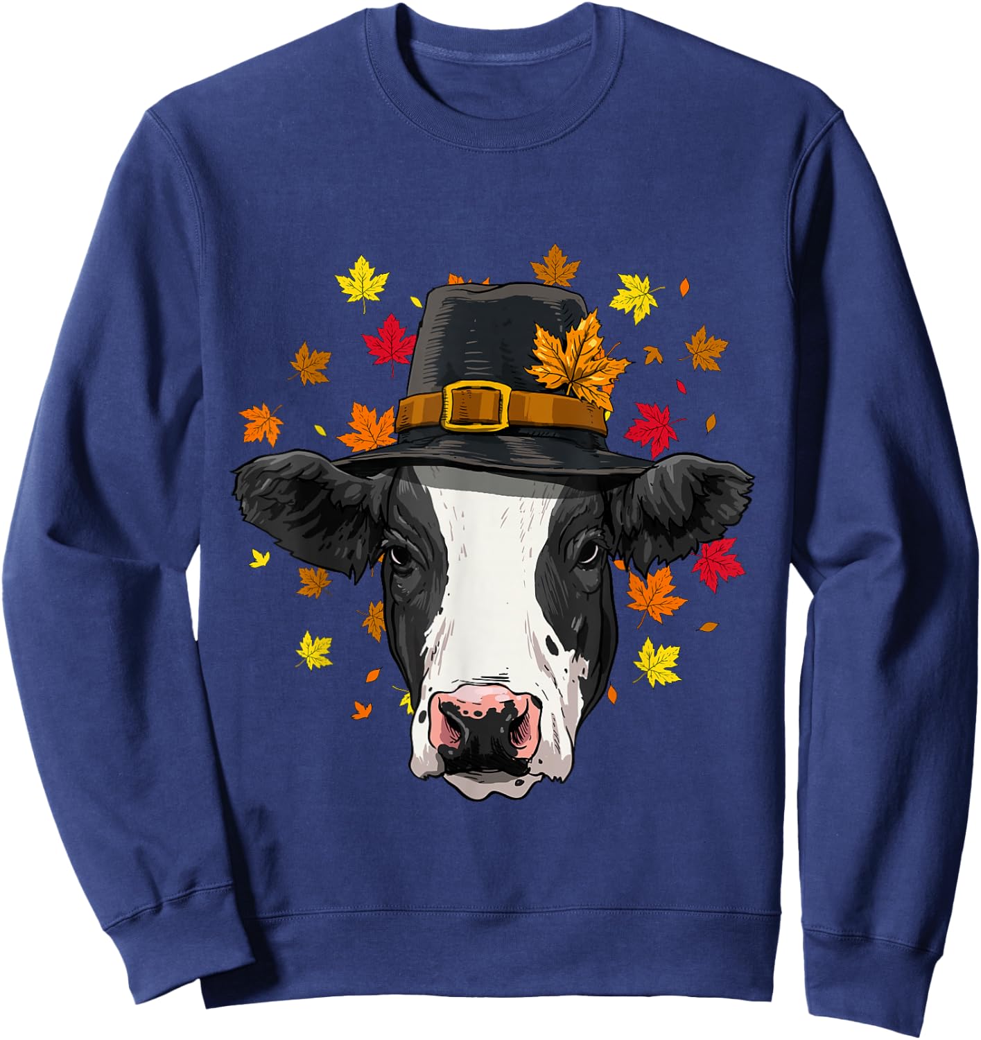 Thanksgiving Cow Pilgrim Costume Men Women Sweatshirt - Sweatshirt | Navy