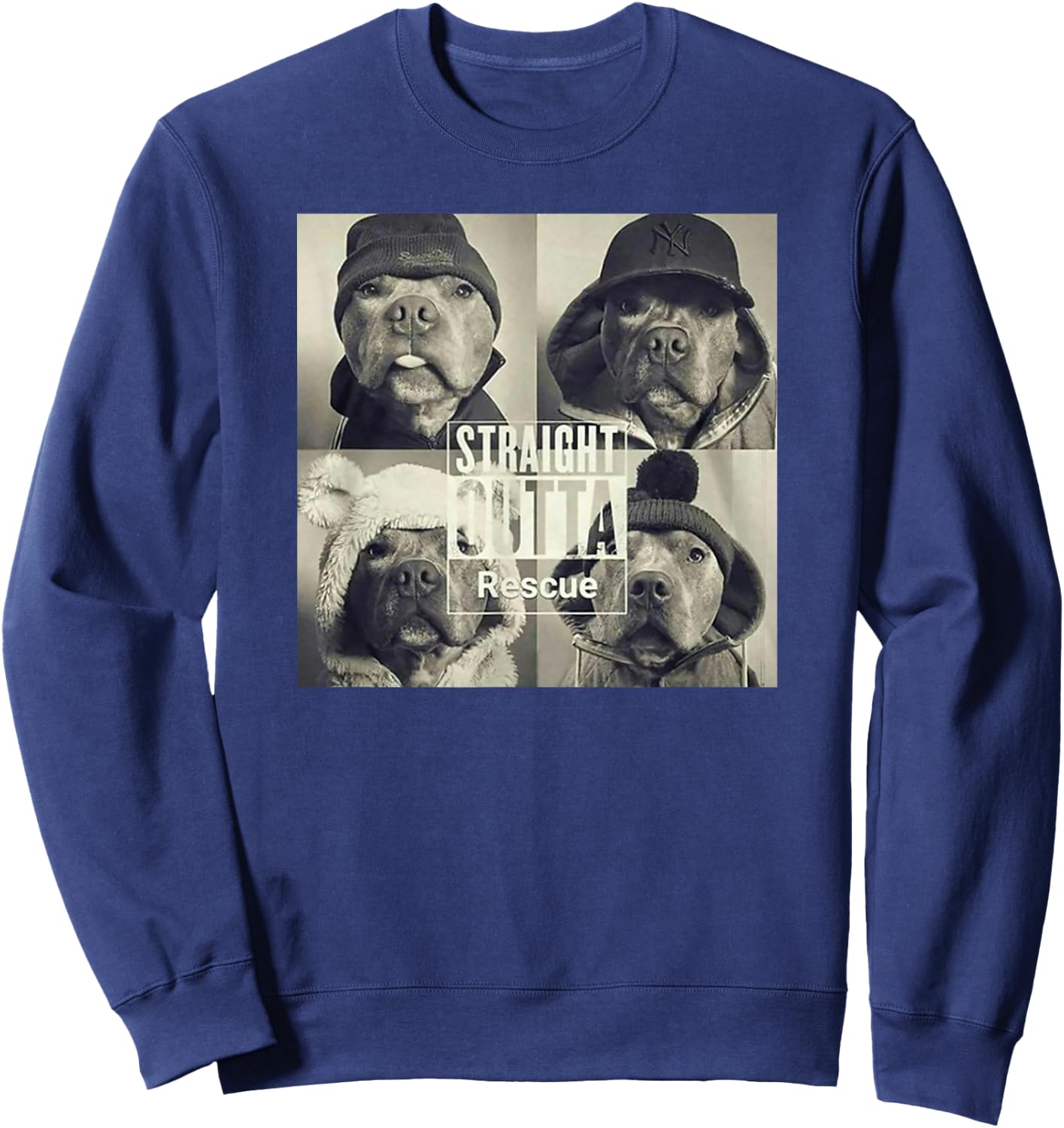Straight Outta Rescue Pitbull Sweatshirt - Sweatshirt | Navy
