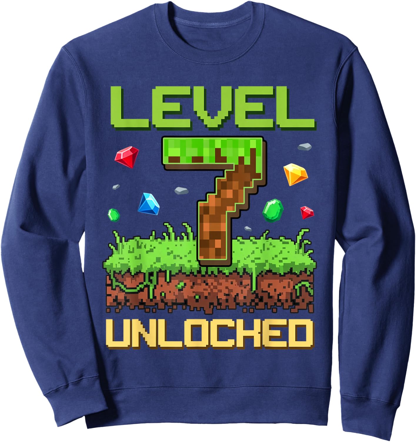 Level 7 Unlocked 7th Birthday Gamer Boys Kids 7 Year Old Sweatshirt - Sweatshirt | Navy