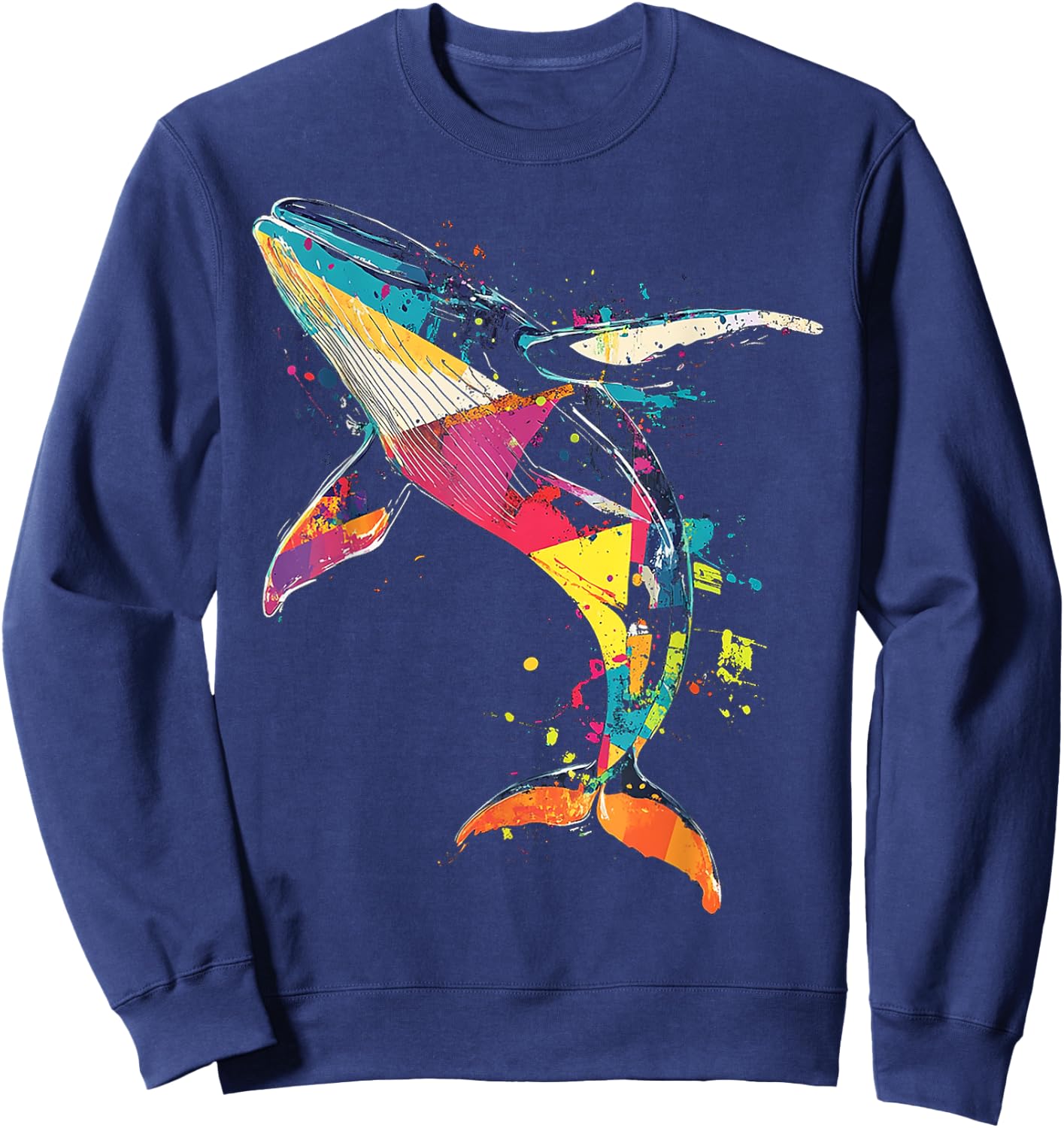 Whale Animal Graphic Art Whale Sweatshirt - Sweatshirt | Navy