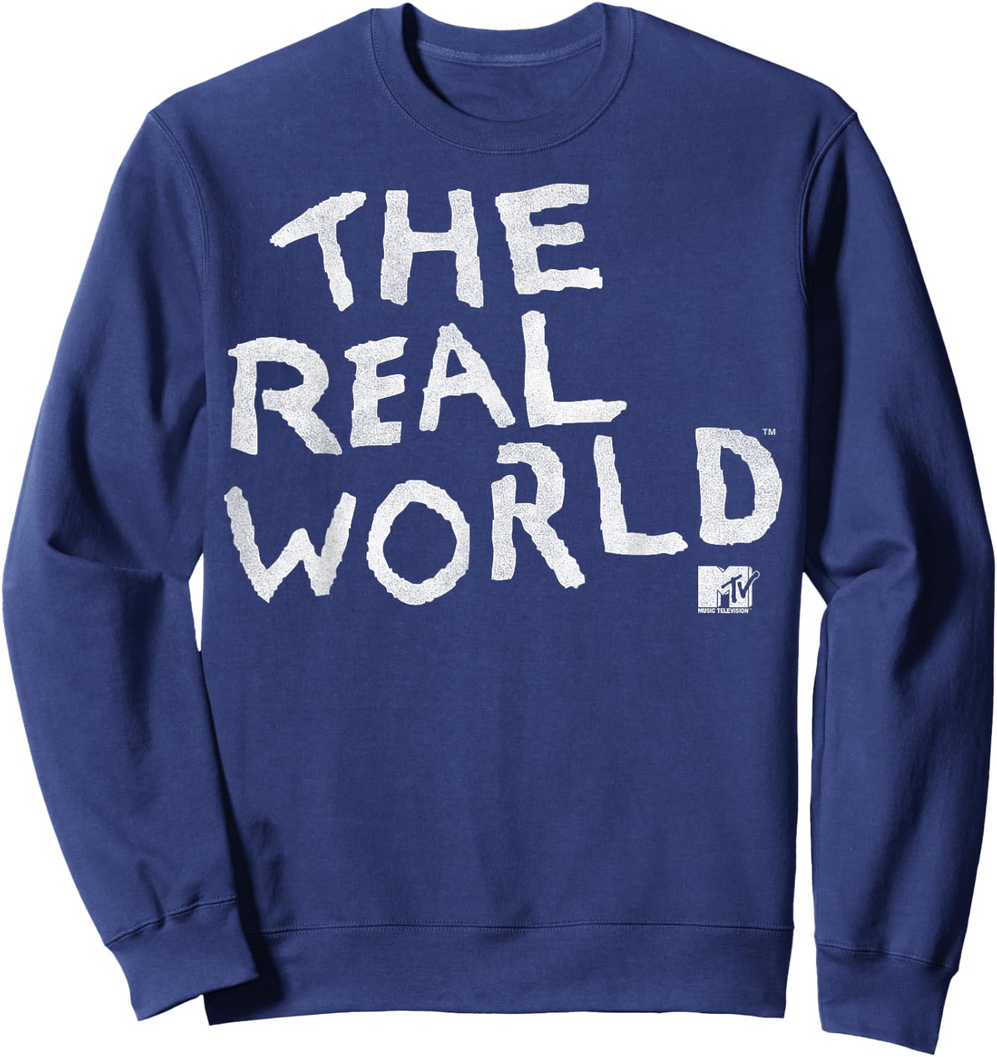 MTV The Real World White Text Title Logo Sweatshirt - Sweatshirt | Navy