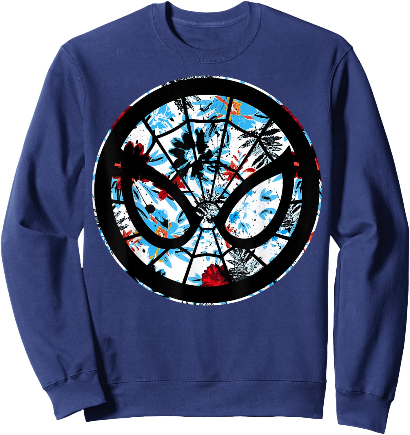 Marvel Spider Man Mask Symbol Tropical Graphic Sweatshirt - Sweatshirt | Navy