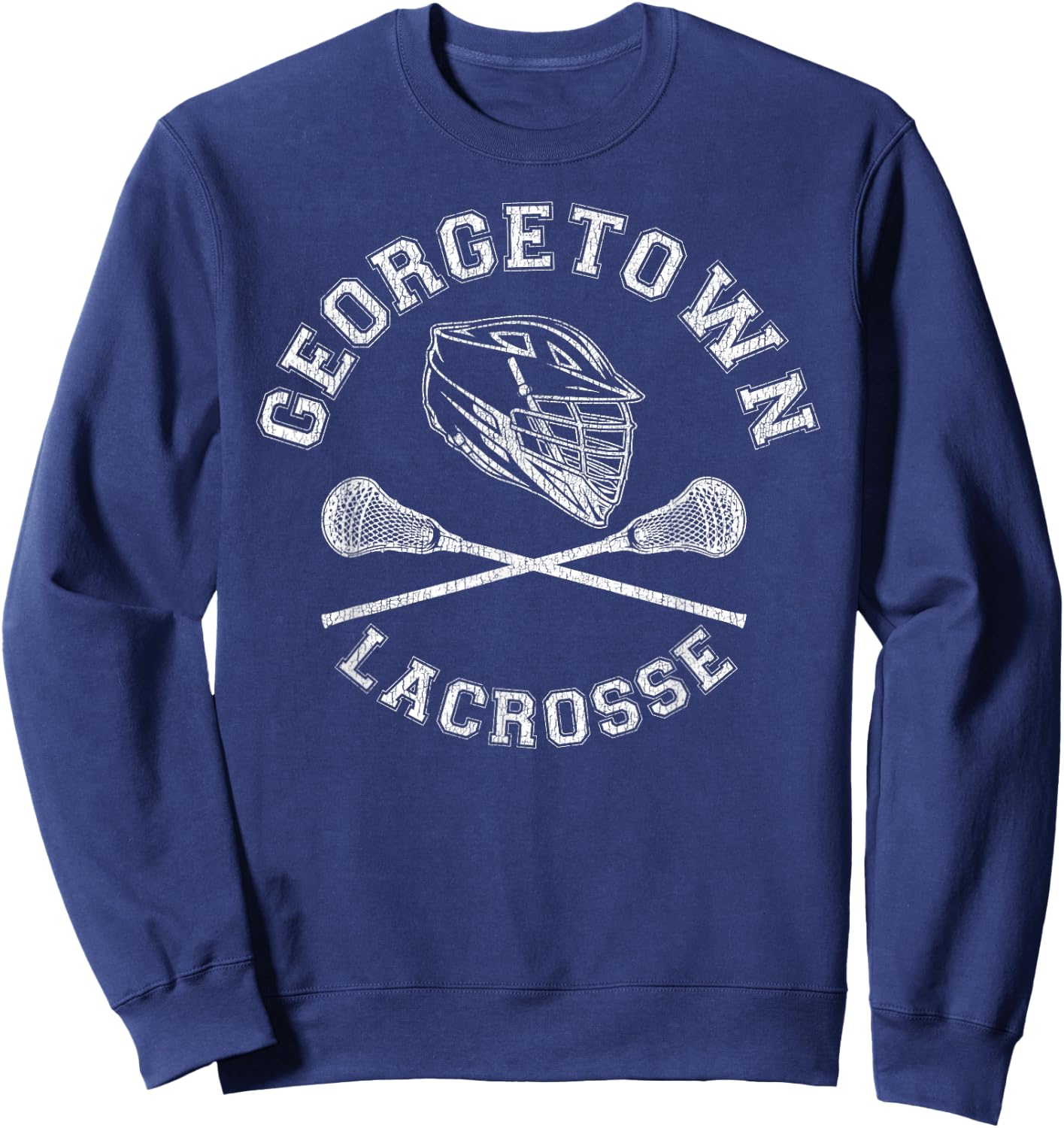 Georgetown Lacrosse Vintage Distressed Retro Lax Sweatshirt - Sweatshirt | Navy