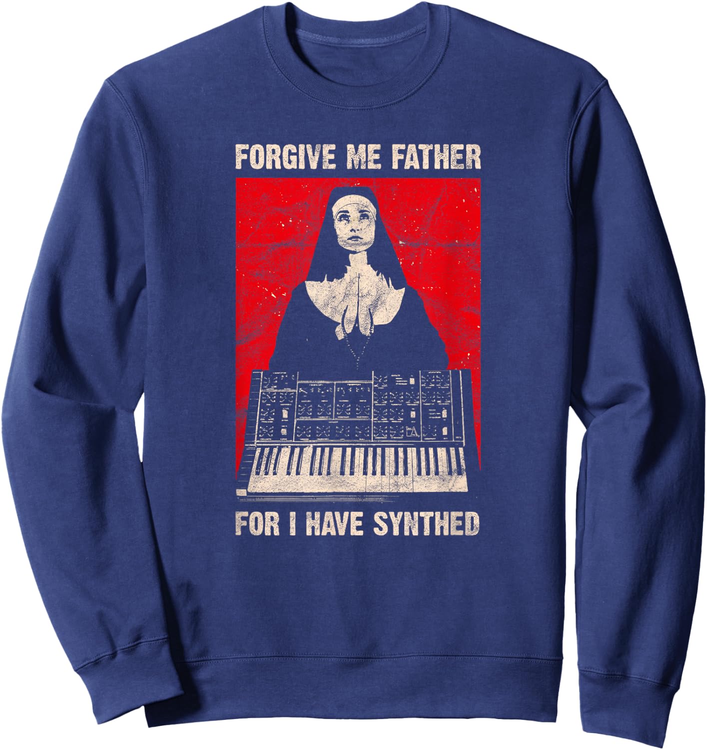 Synthesizer Vintage Analog Synth Retro ADSR Gear VCO Nun Sweatshirt - Sweatshirt | Navy
