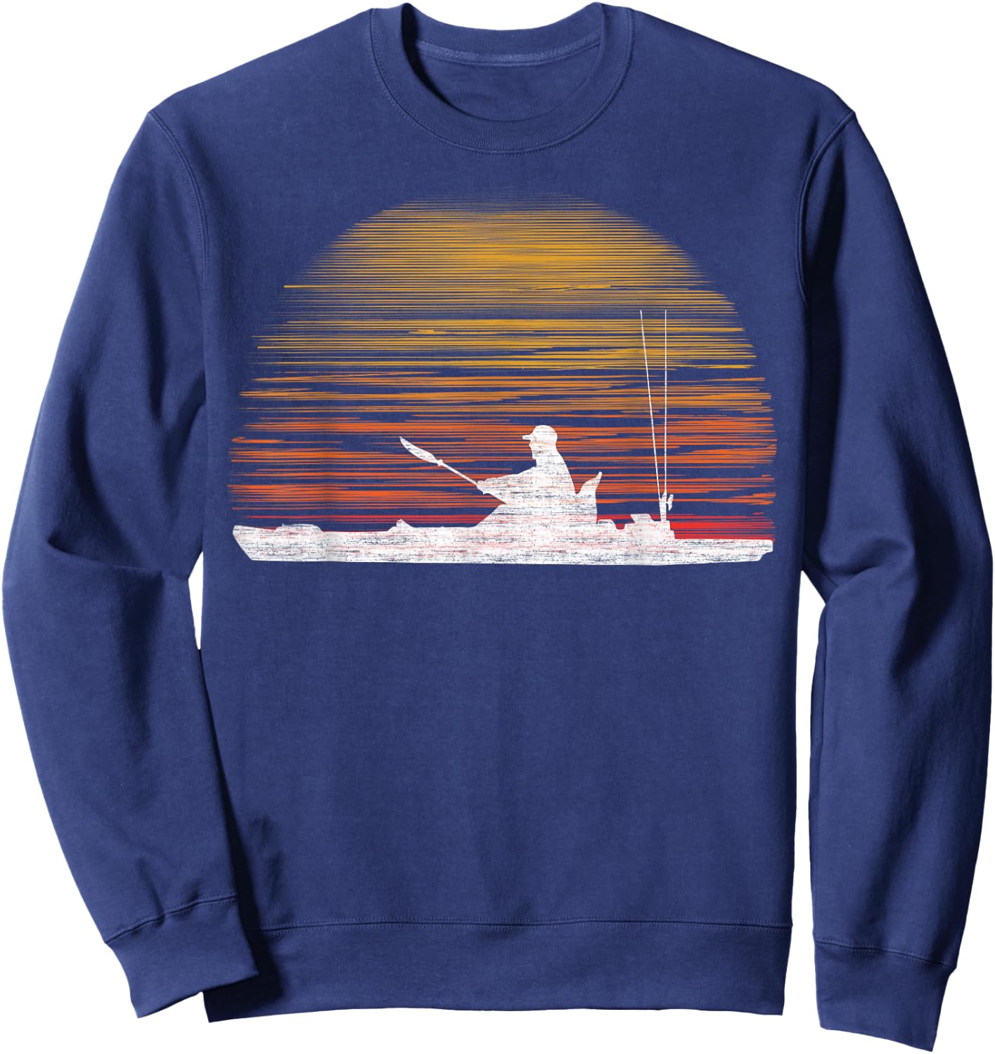 Kayak Fishing Graphic Fisherman Kayaking Angler Vintage Sweatshirt - Sweatshirt | Navy