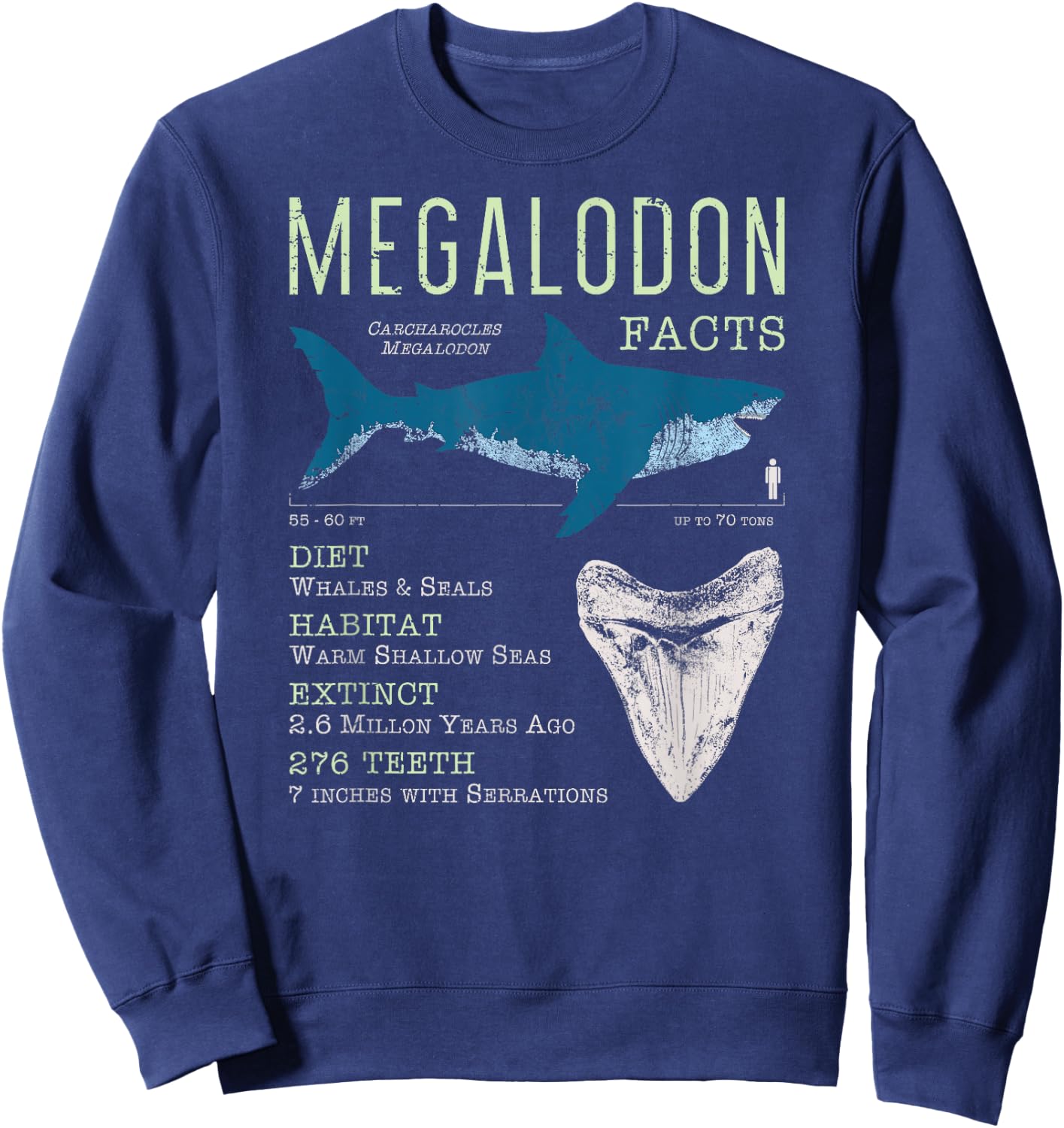 Megalodon | Meg Facts Funny Shark Lover Gift Sweatshirt - Sweatshirt | Navy