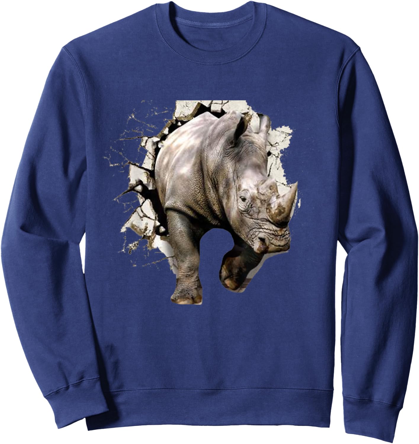 3D Rhino - African Safari Animal Rhinoceros Sweatshirt - Sweatshirt | Navy
