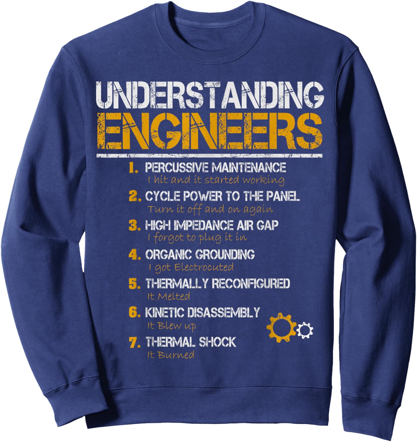 Understanding Engineers -Adults Black Small Straight Vintage Engineering Sweatshirt - Sweatshirt | Navy