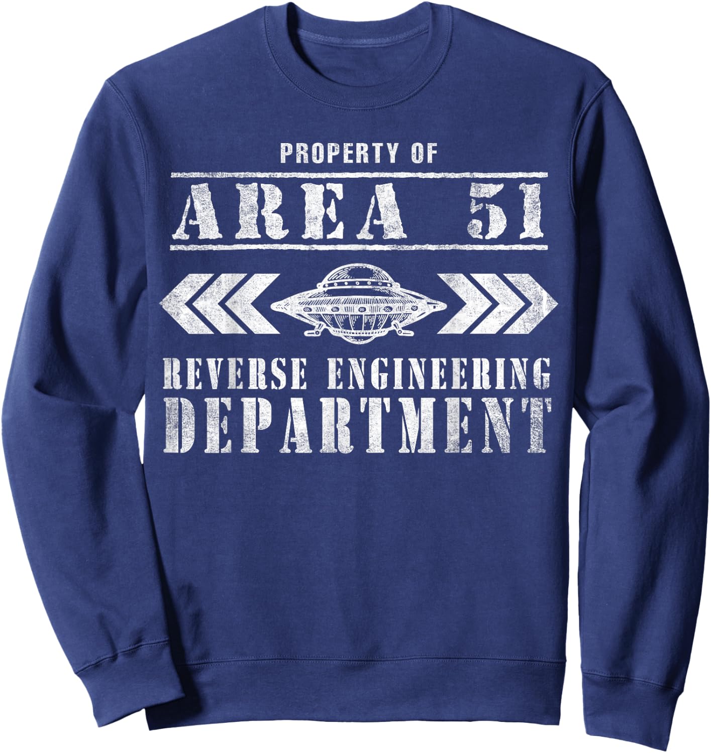 Area 51 Reverse Engineering Department UFO Alien Sweatshirt - Sweatshirt | Navy