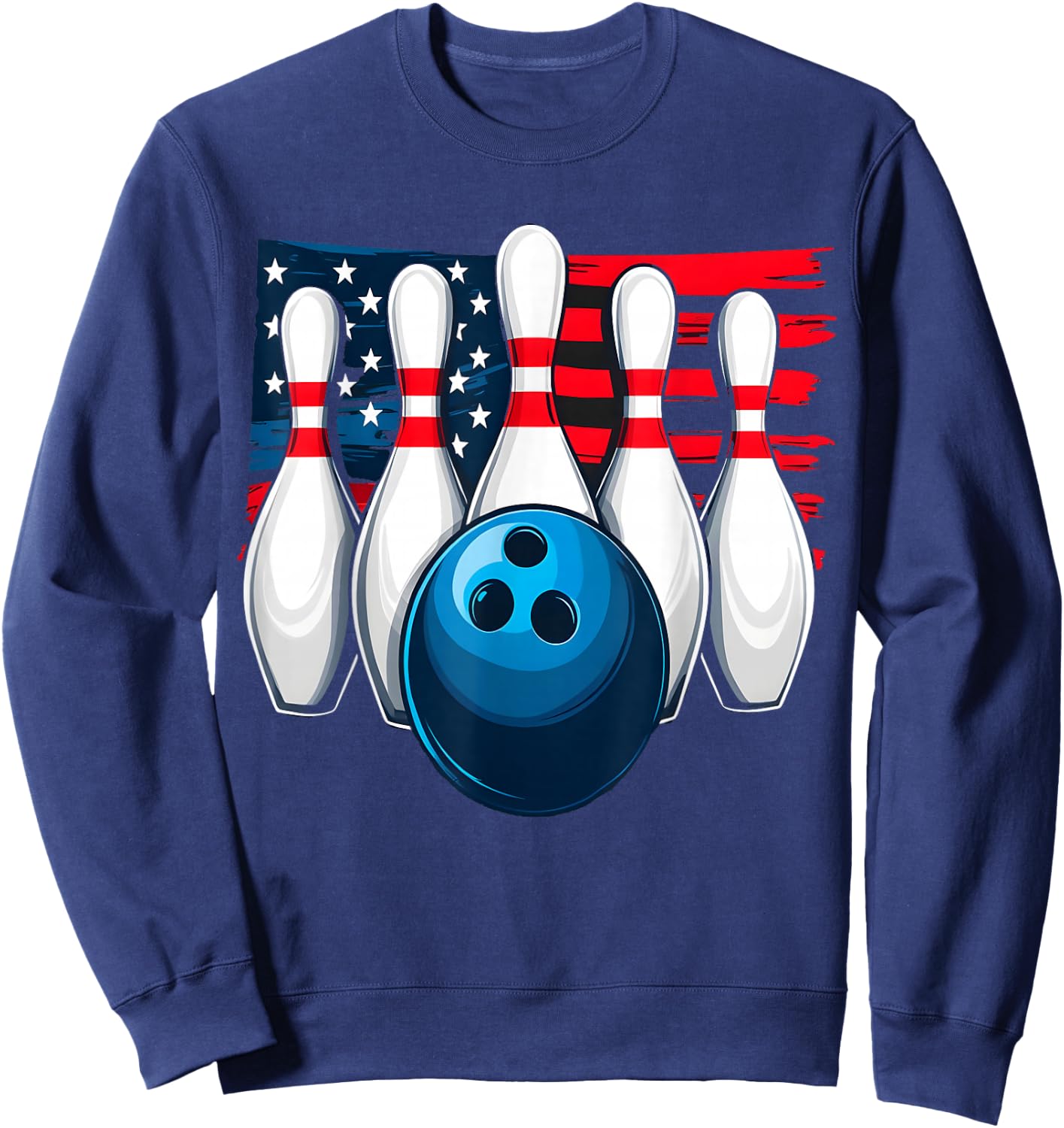 Bowling American Flag Sweatshirt - Sweatshirt | Navy