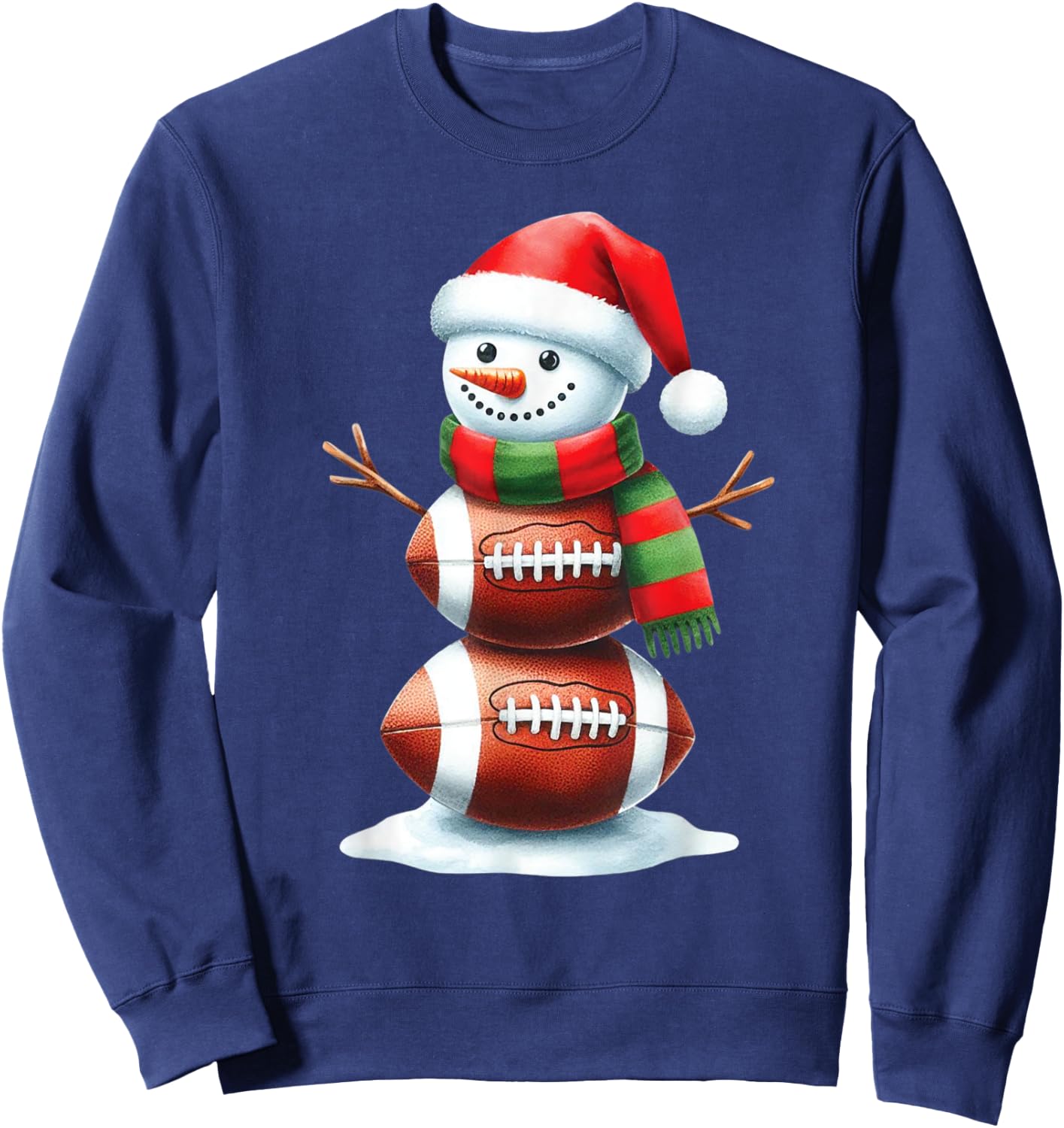 Christmas Football Women Men Kids Christmas Snowman Football Sweatshirt - Sweatshirt | Navy