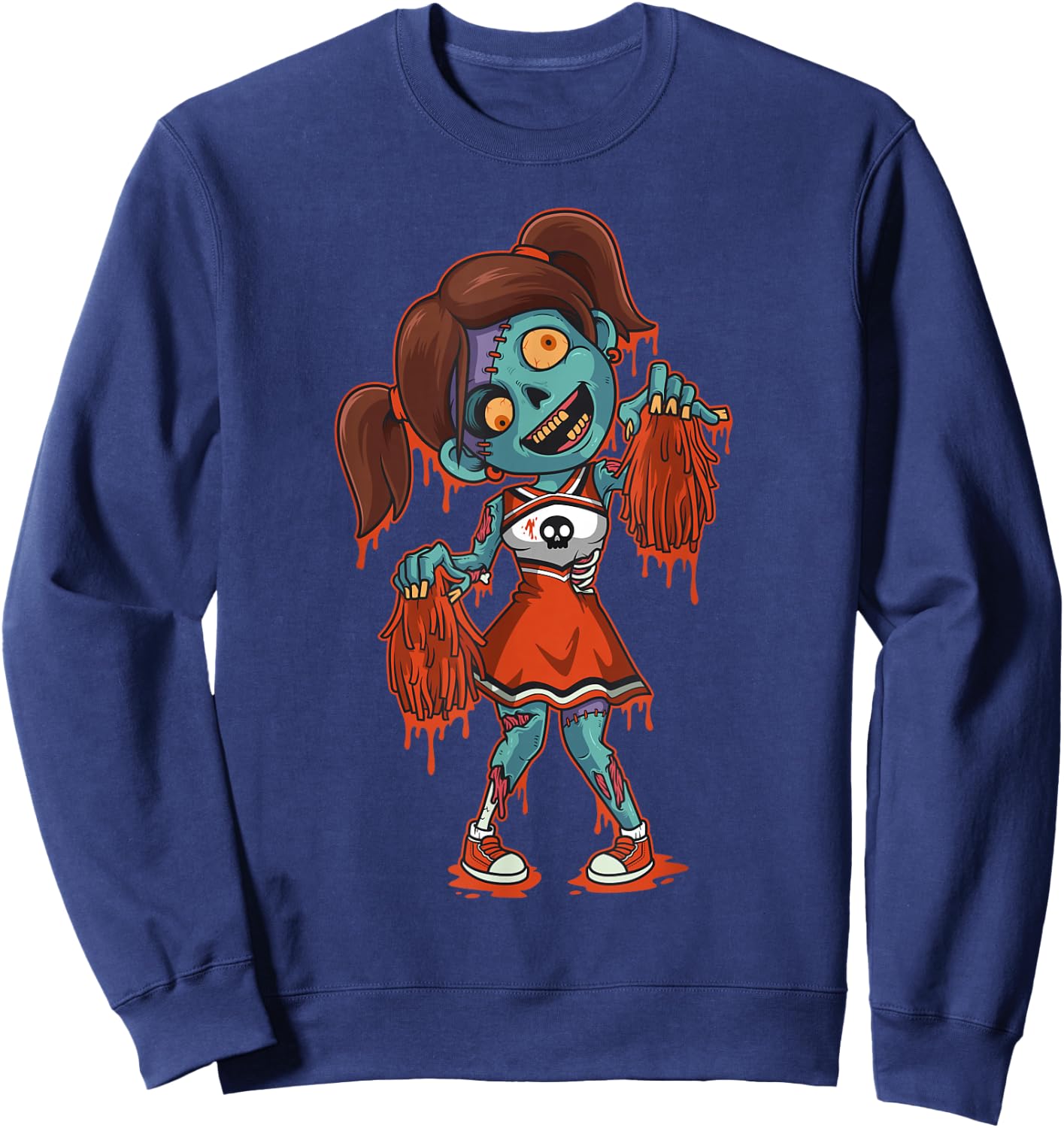 Zombie Cheerleader Halloween Trick or Treat Gift Sweatshirt - Sweatshirt | Navy