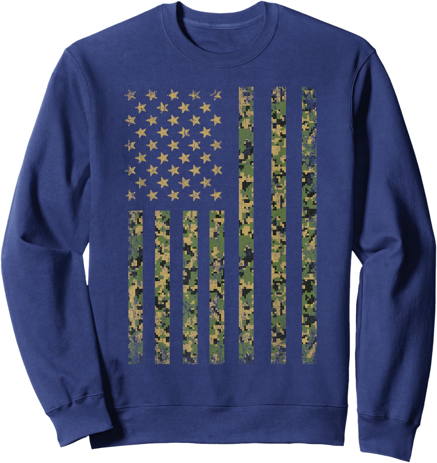 USA Flag 4th of July Military Men Boys Girls Kids Camouflage Sweatshirt - Sweatshirt | Navy