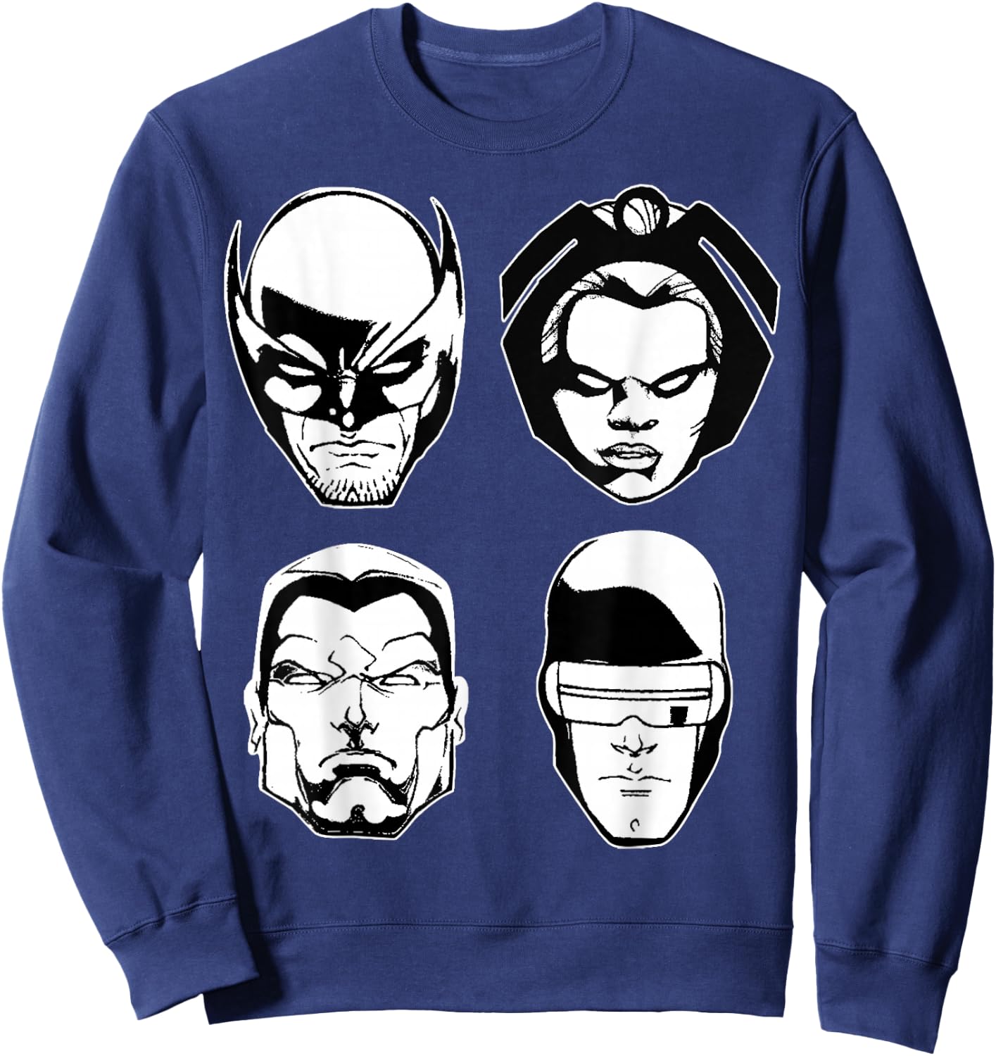 Marvel X-Men Wolverine Storm Colossus Cyclops Heads Sweatshirt - Sweatshirt | Navy