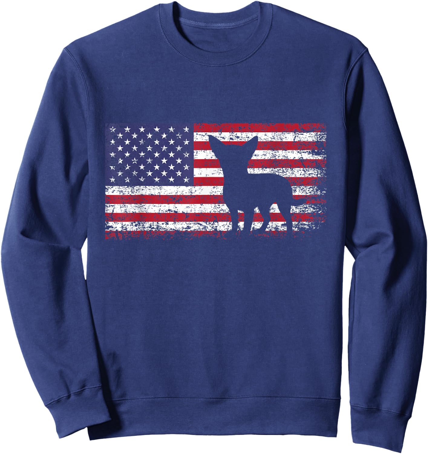 Chihuahua American Flag I Love My Chihuahua Sweatshirt - Sweatshirt | Navy