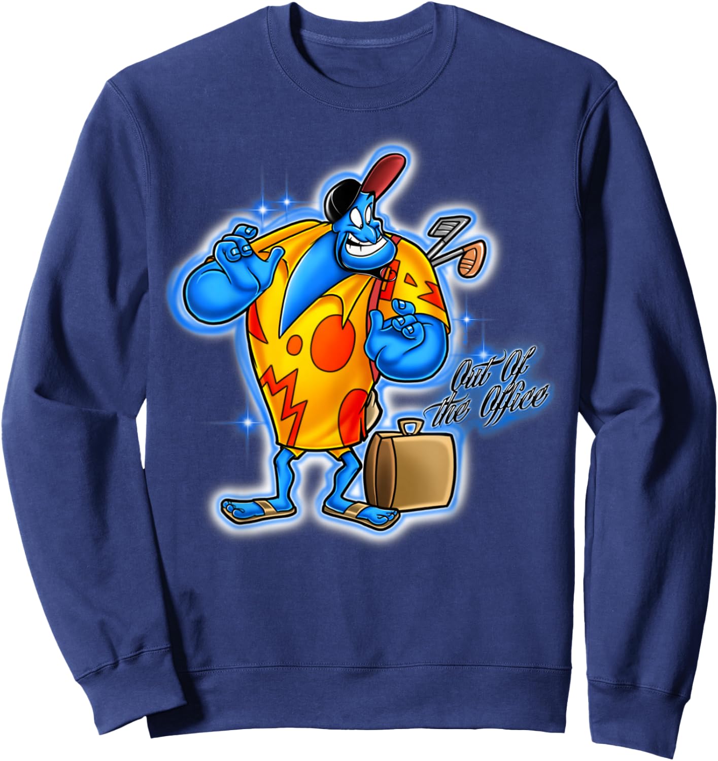 Disney Aladdin Genie On Vacation Graphic Sweatshirt - Sweatshirt | Navy